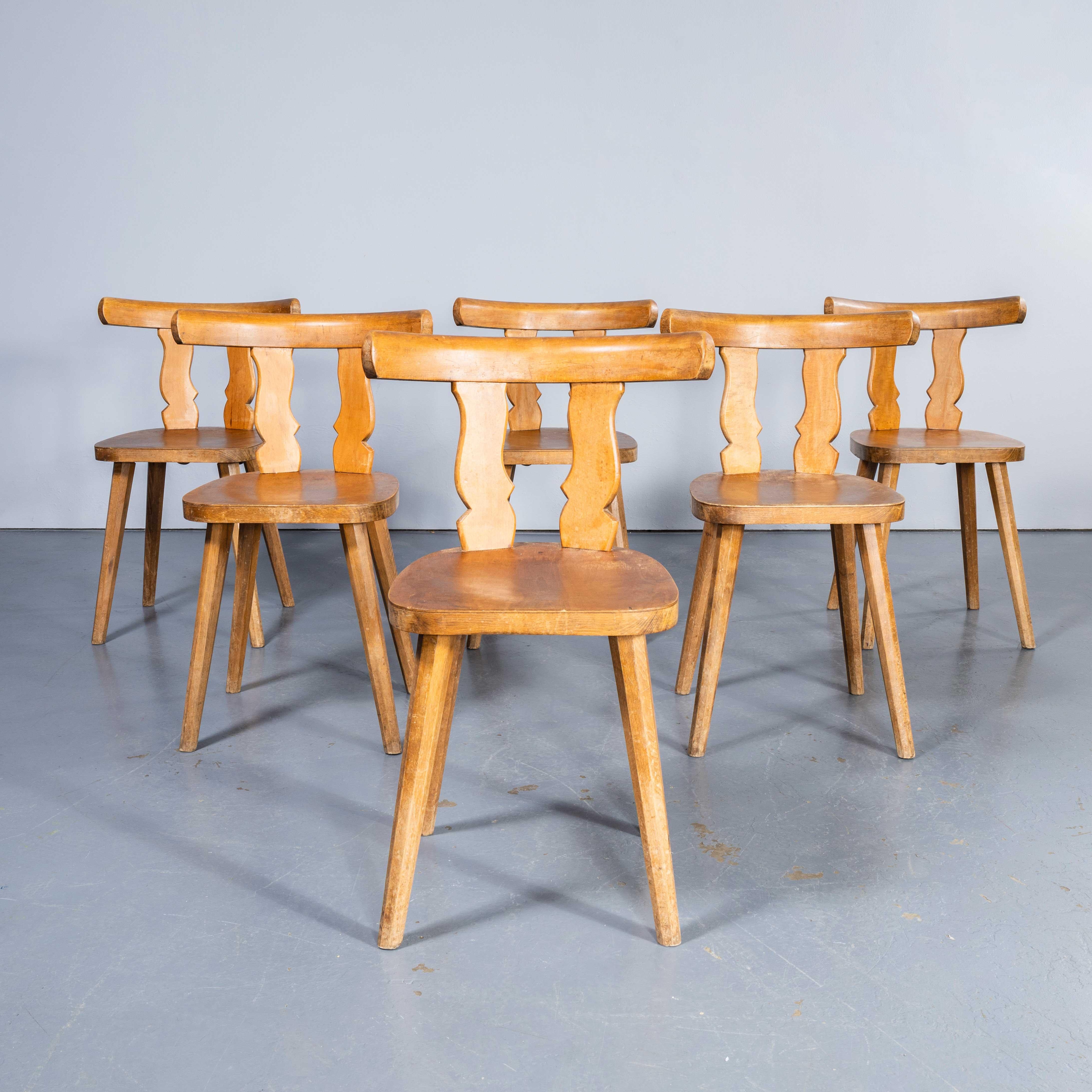 Beech 1950's Fischel French Ox Back  Dining Chairs - Good Quantity Available For Sale