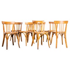 Chaises de salle à manger en bentwood à dossier étroit Fischel des années 1950 - Ensemble de huit chaises