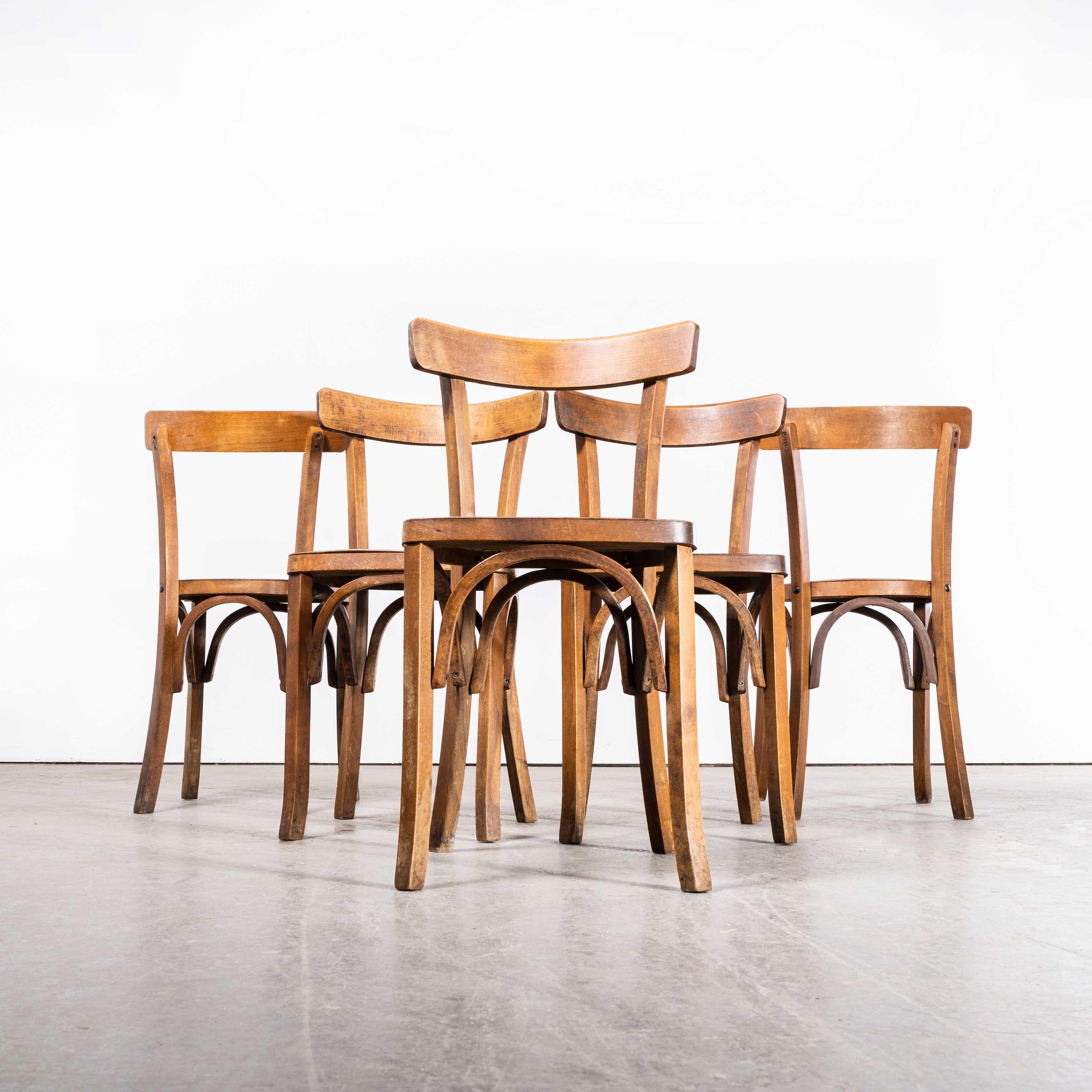 Mid-20th Century 1950's Fischel French Slim Back Bentwood Dining Chairs - Set Of Five