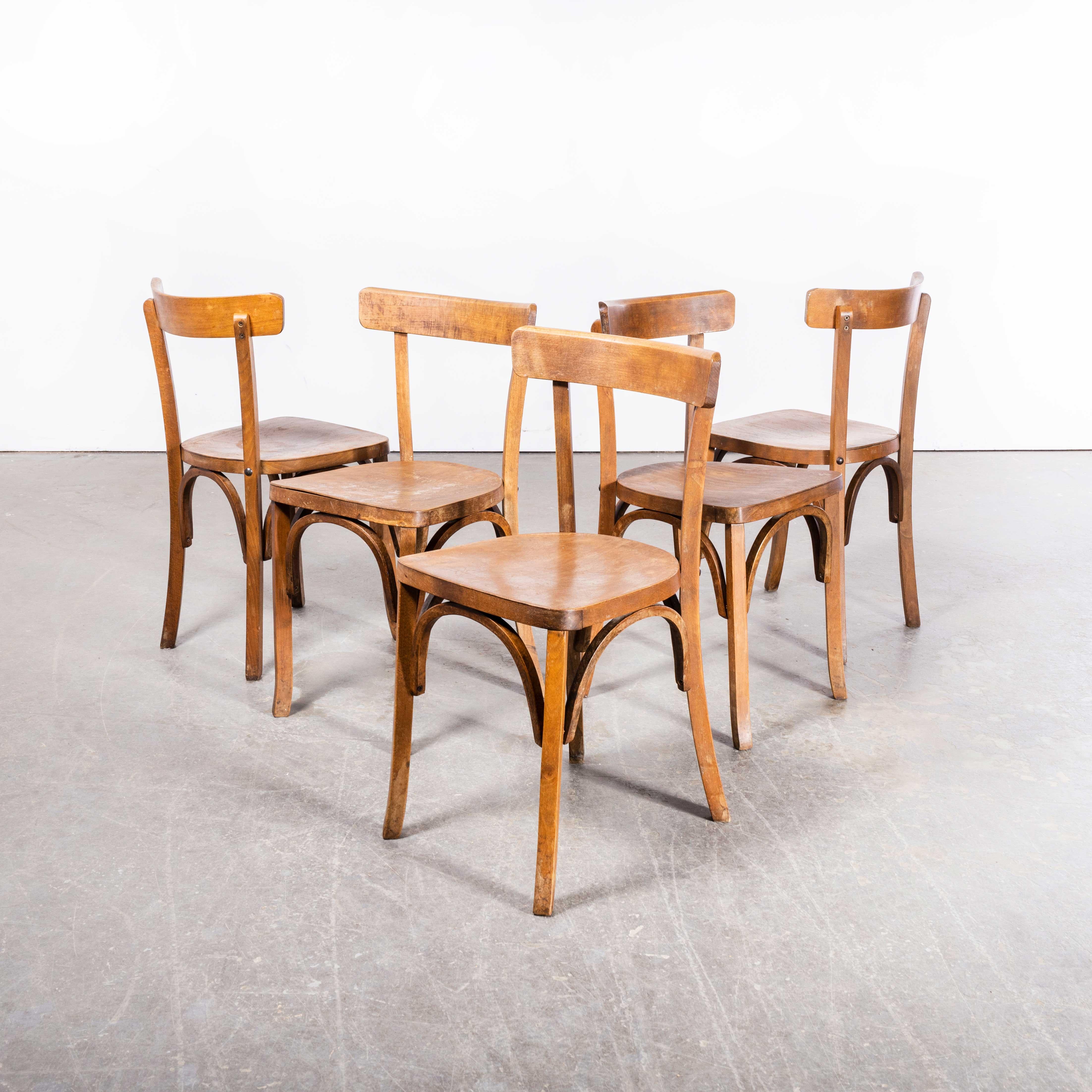 1950's Fischel French Slim Back Bentwood Dining Chairs - Set Of Five 5