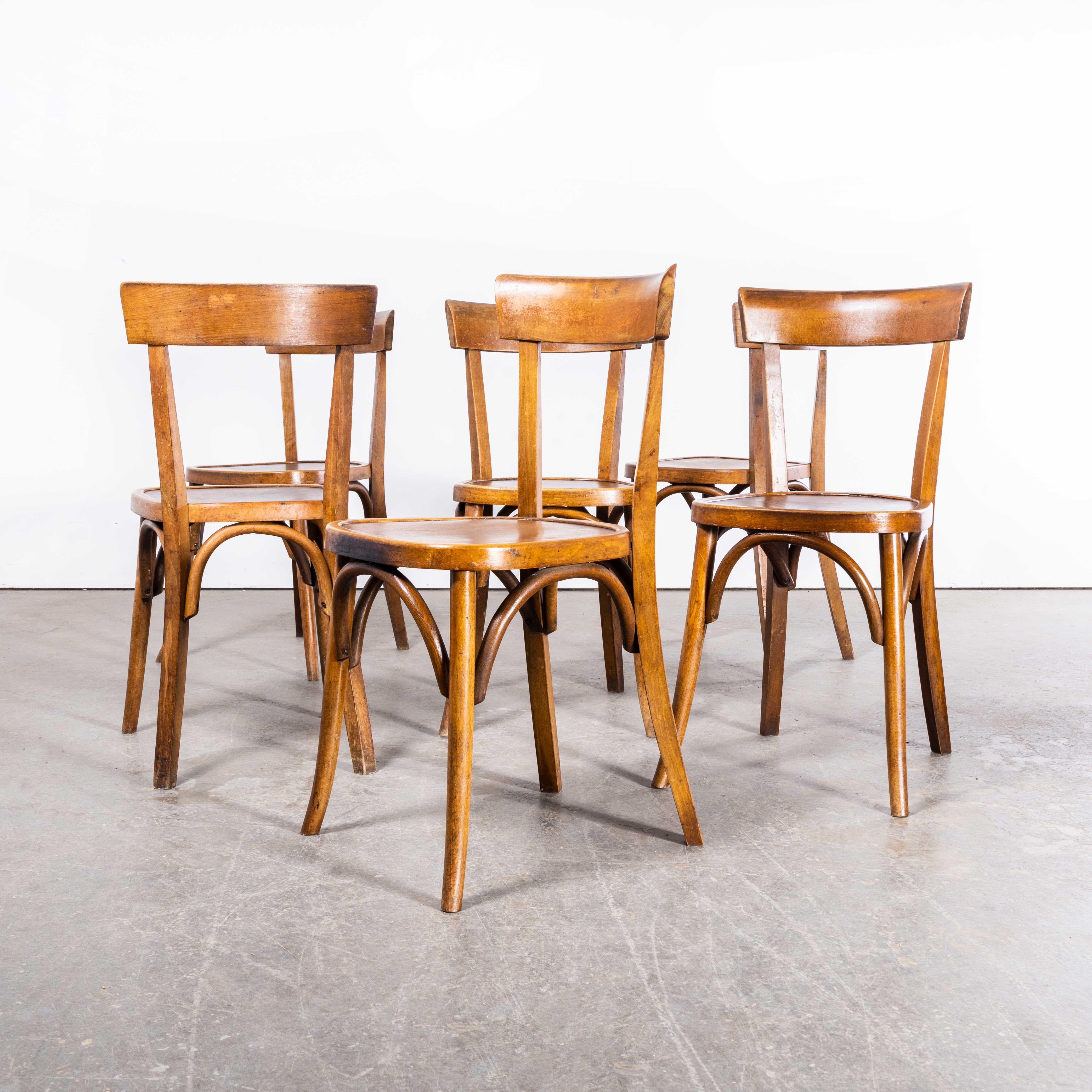 1950's Fischel French Slim Back Bentwood Dining Chairs - Set Of Six In Good Condition In Hook, Hampshire