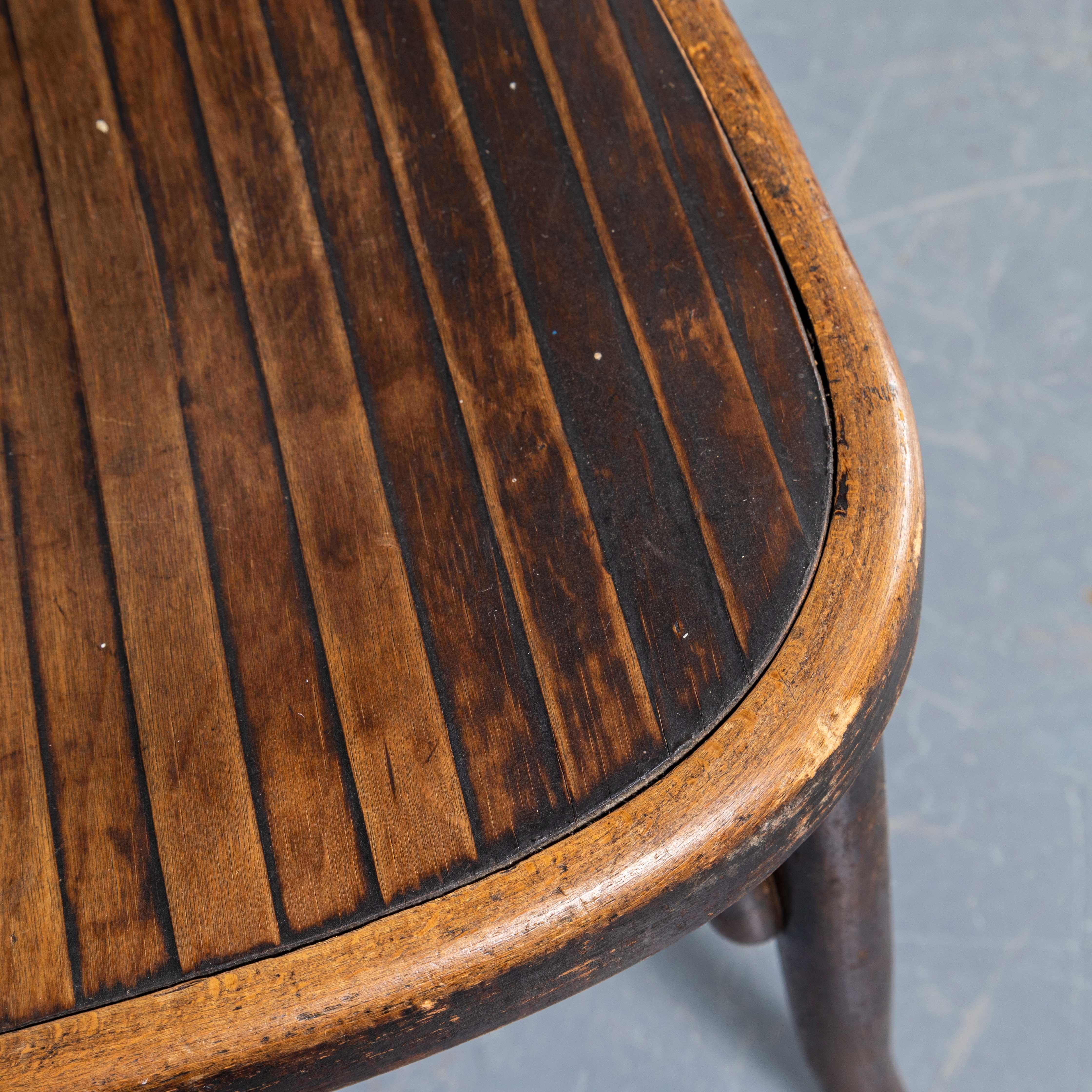 1950's Fischel Hooped Back Dark Oak Dining Chairs - Set Of Six 6
