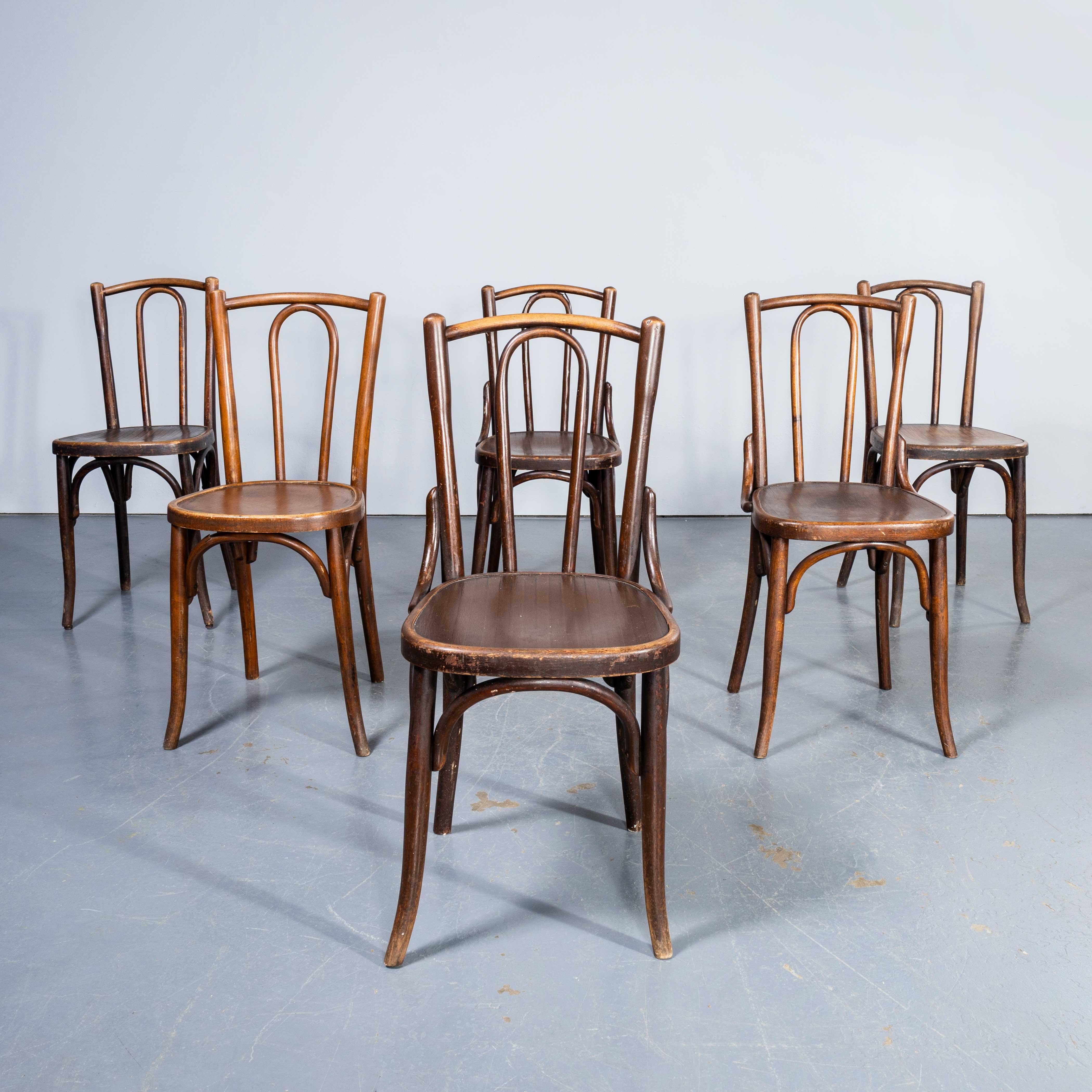 1950's Fischel Hooped Back Dark Oak Dining Chairs - Set Of Six In Good Condition In Hook, Hampshire