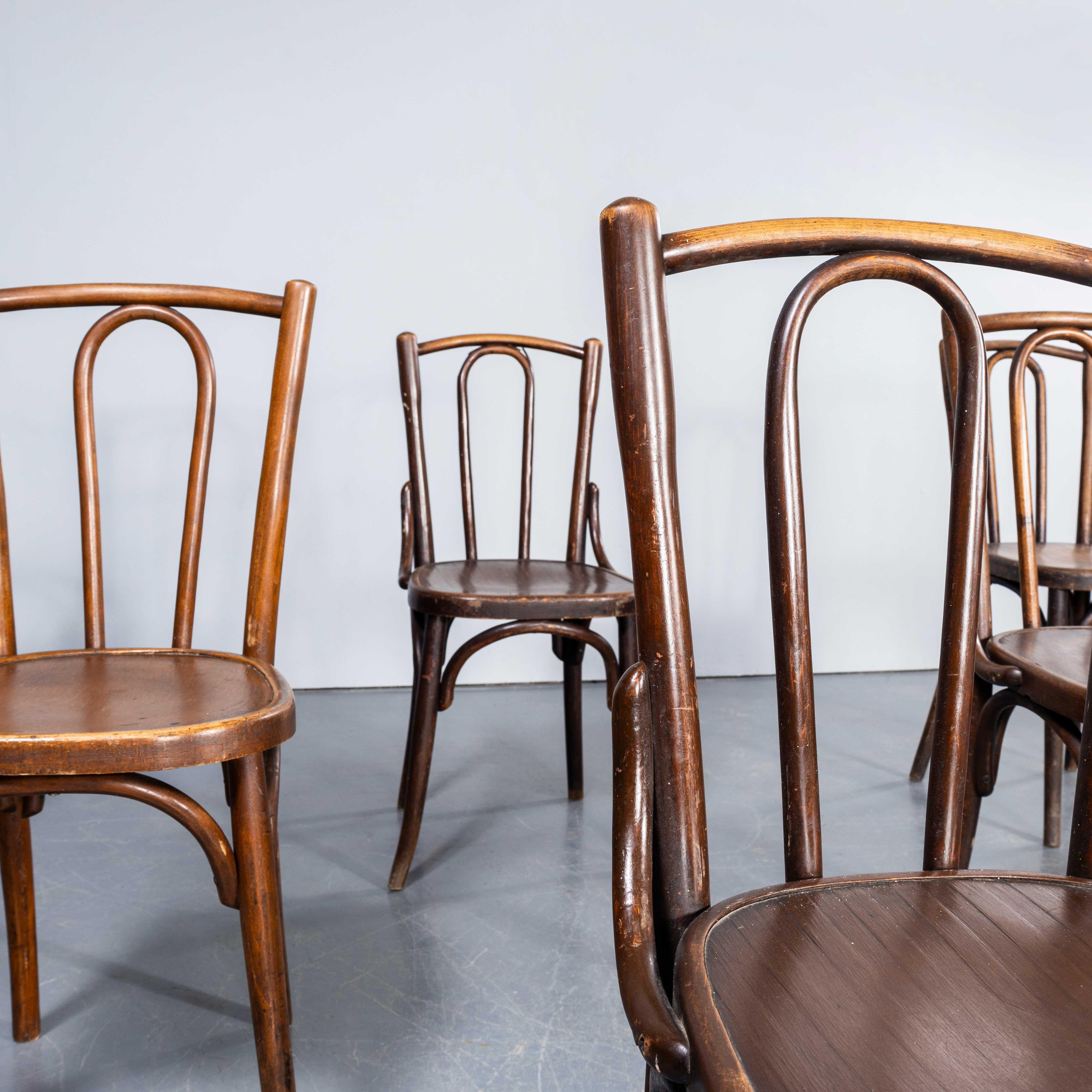 Mid-20th Century 1950's Fischel Hooped Back Dark Oak Dining Chairs - Set Of Six