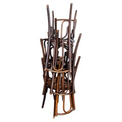 1950's Fischel Hooped Back Dark Oak Dining Chairs - Set Of Six