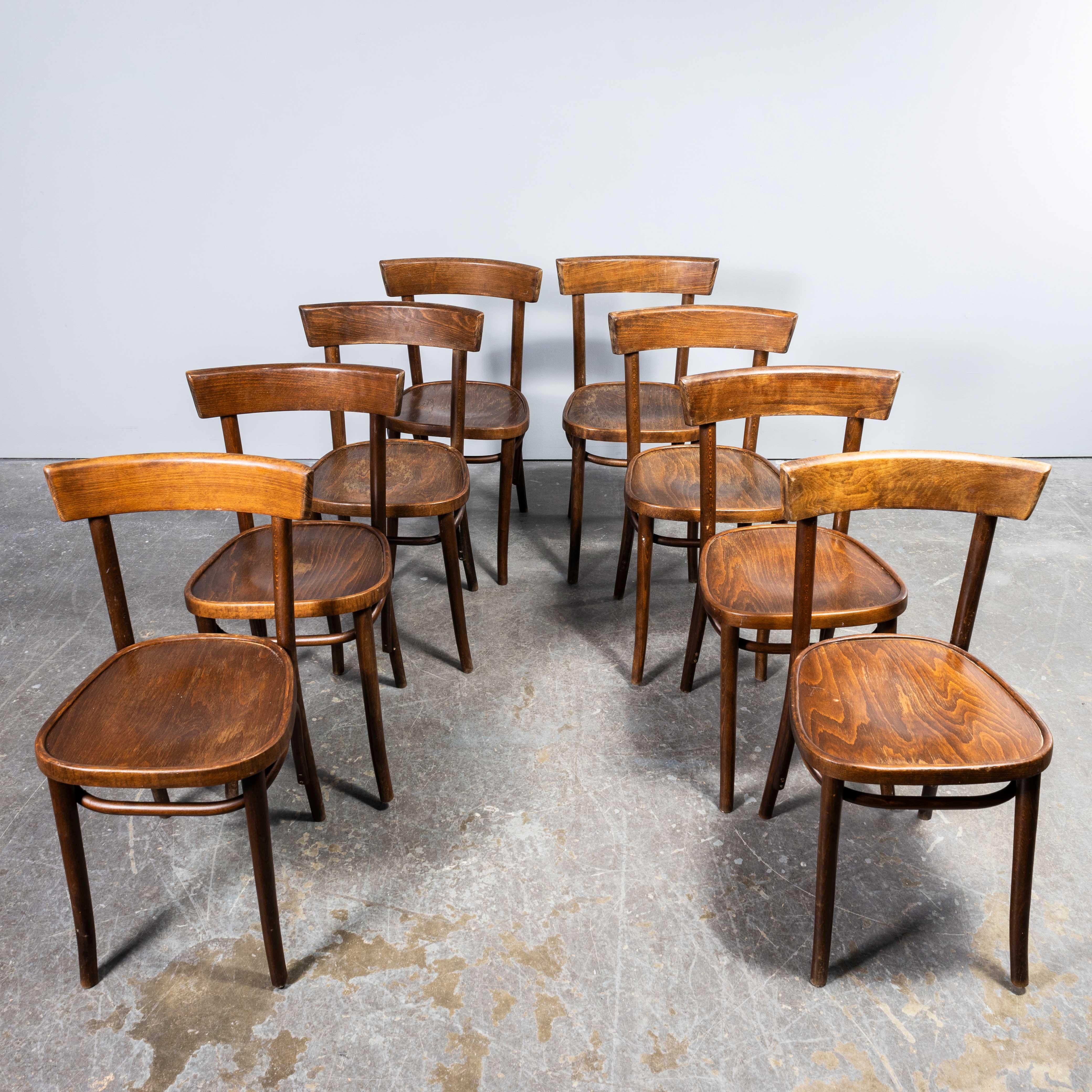 Mid-20th Century 1950's Fischel Slim Back Bentwood Dining Chairs - Set Of Eight