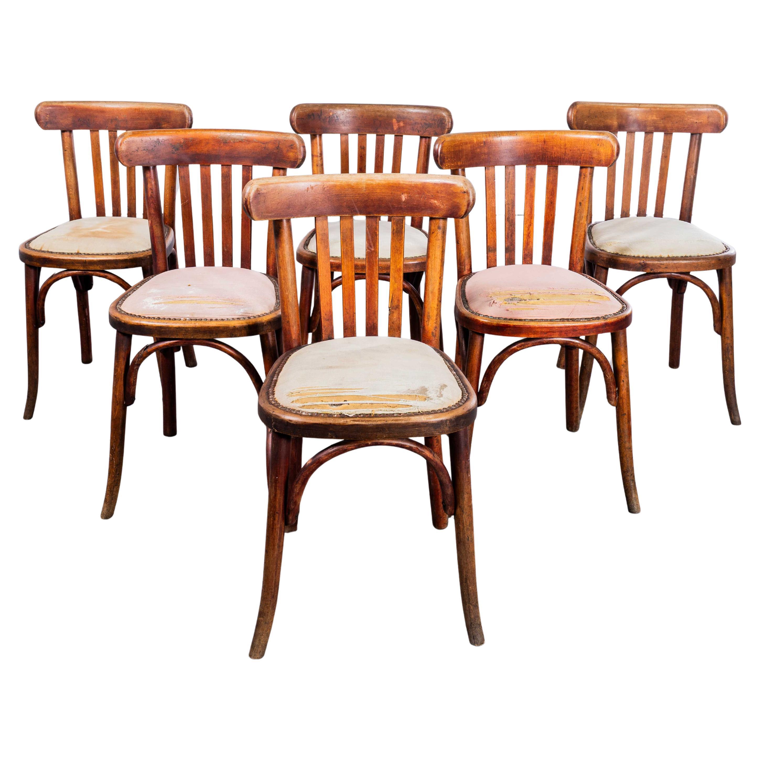 1950's Fischel gestempelt Bugholz gepolstert Esszimmerstühle - Set von sechs