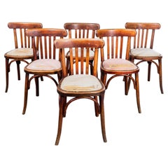 1950's Fischel gestempelt Bugholz gepolstert Esszimmerstühle - Set von sechs