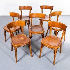1950's Fischel Warm Oak Bentwood Dining Chairs - Set Of Seven