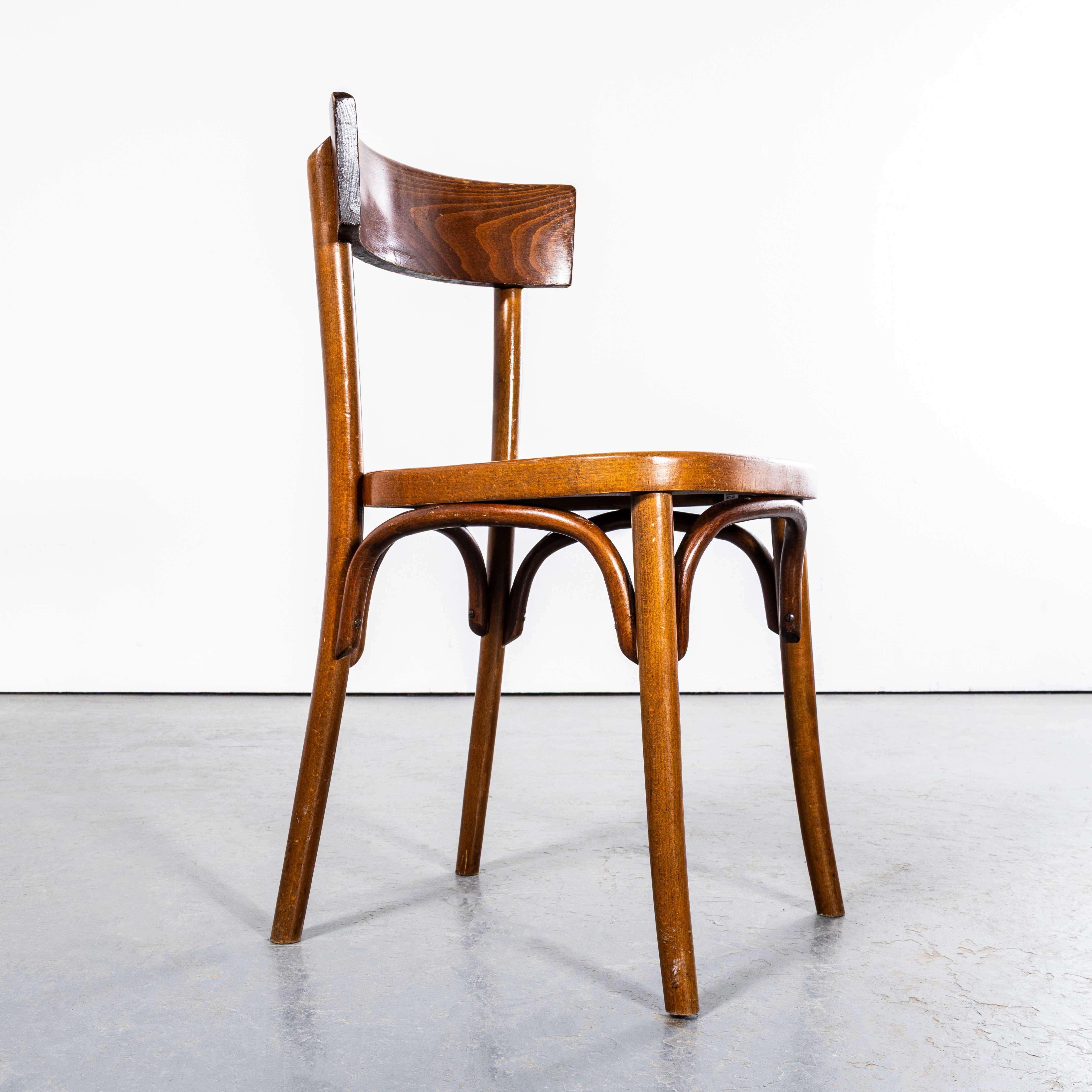 Sillas de comedor de madera curvada de roble cálido Fischel de los años 50 - Juego de siete en venta 1