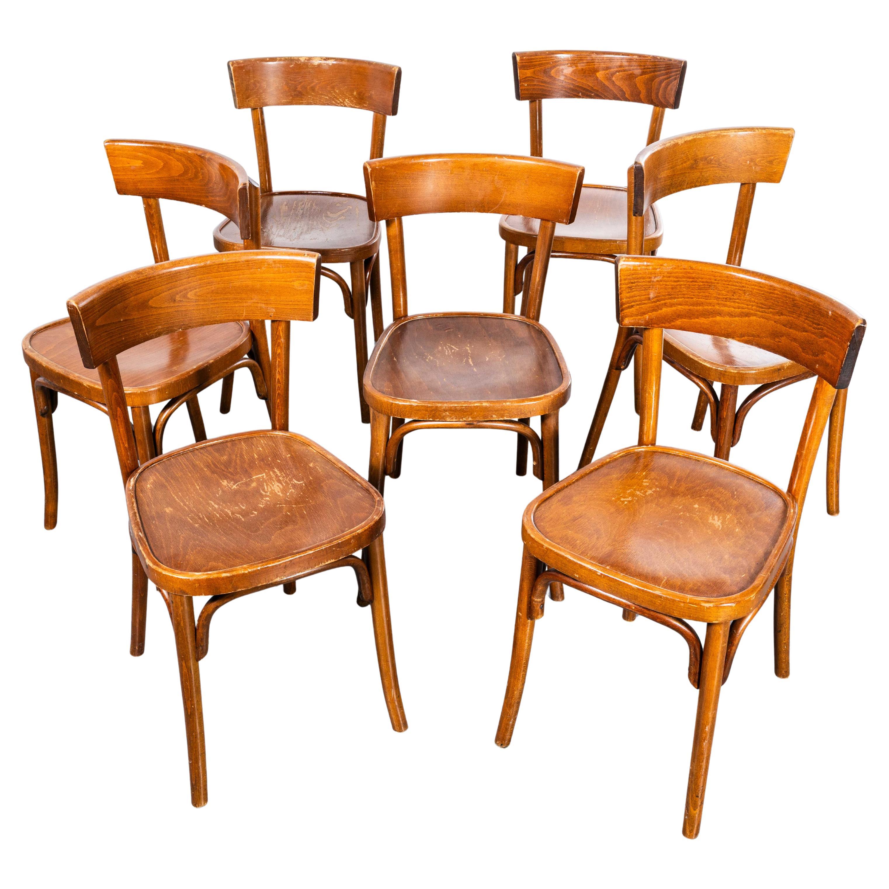 1950's Fischel Warm Oak Bentwood Dining Chairs - Set von sieben