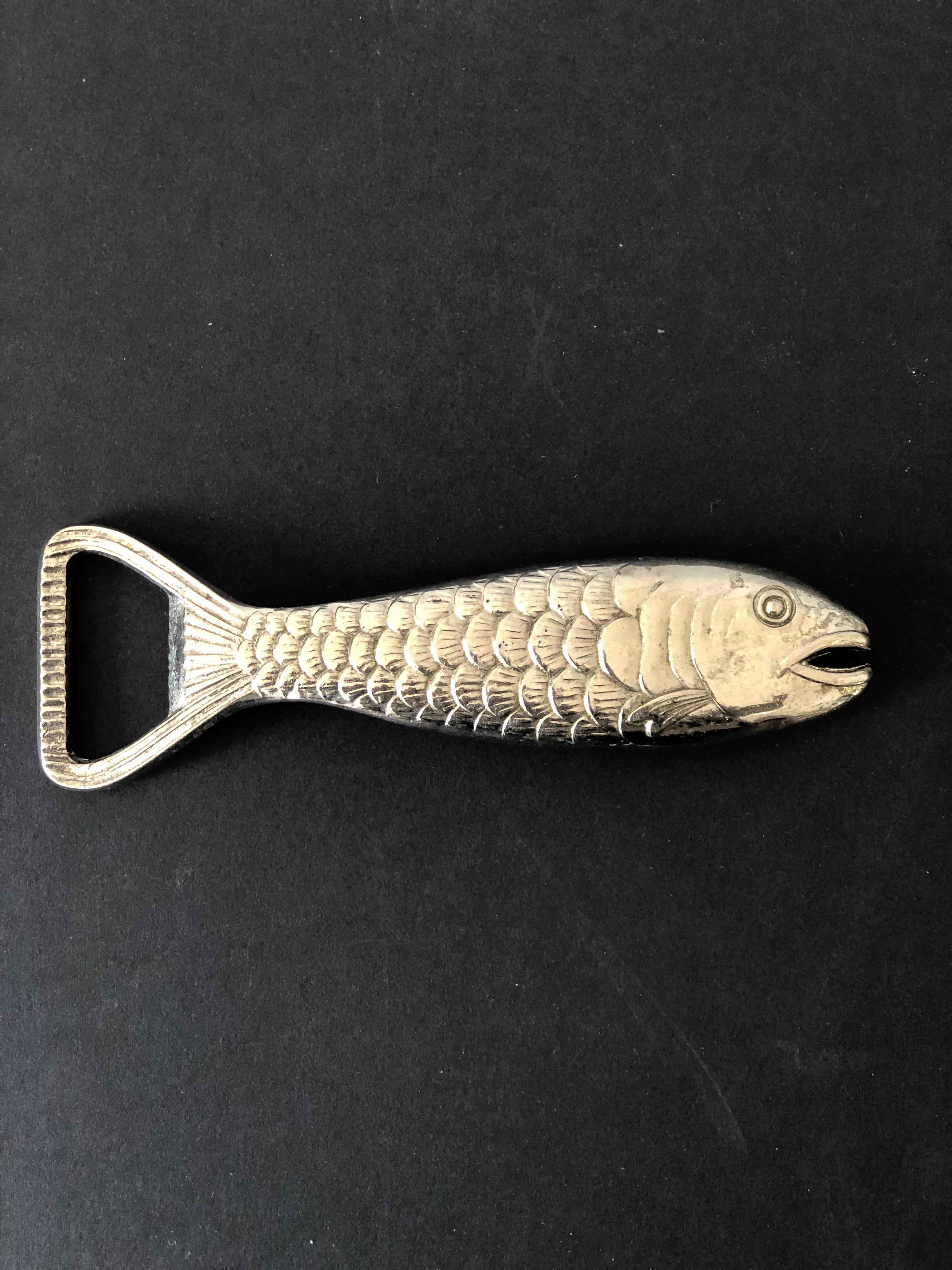Very rare 1950s Classic Fish Bottle Opener Mid-Century Modern. 
Vintage silver plated opener by Firma Svenskt Tenn, Sweden. In catalogue 1950.