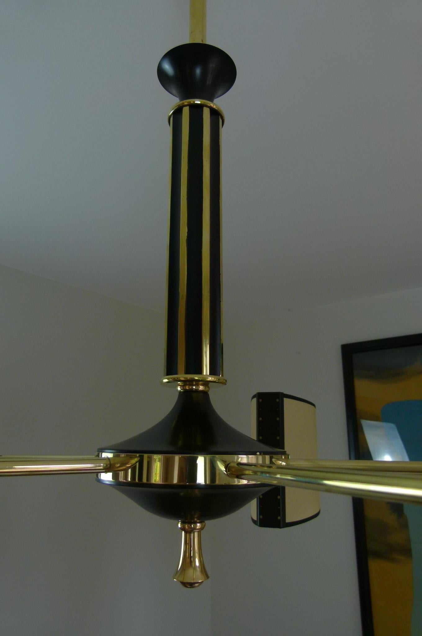 1950s Five-Lighted Arms Chandelier by Maison Lunel 5