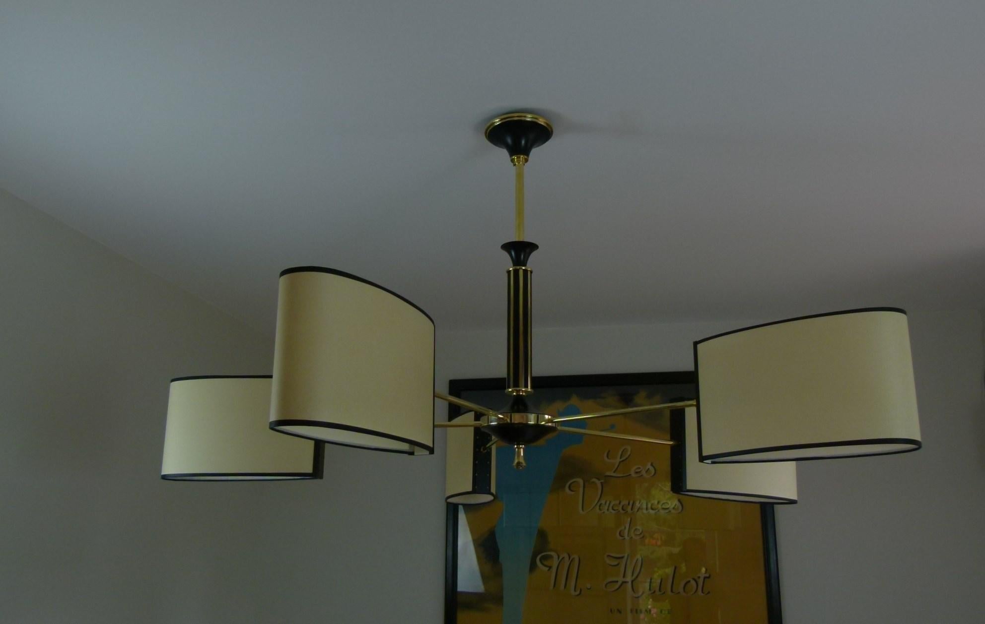 20th Century 1950s Five-Lighted Arms Chandelier by Maison Lunel