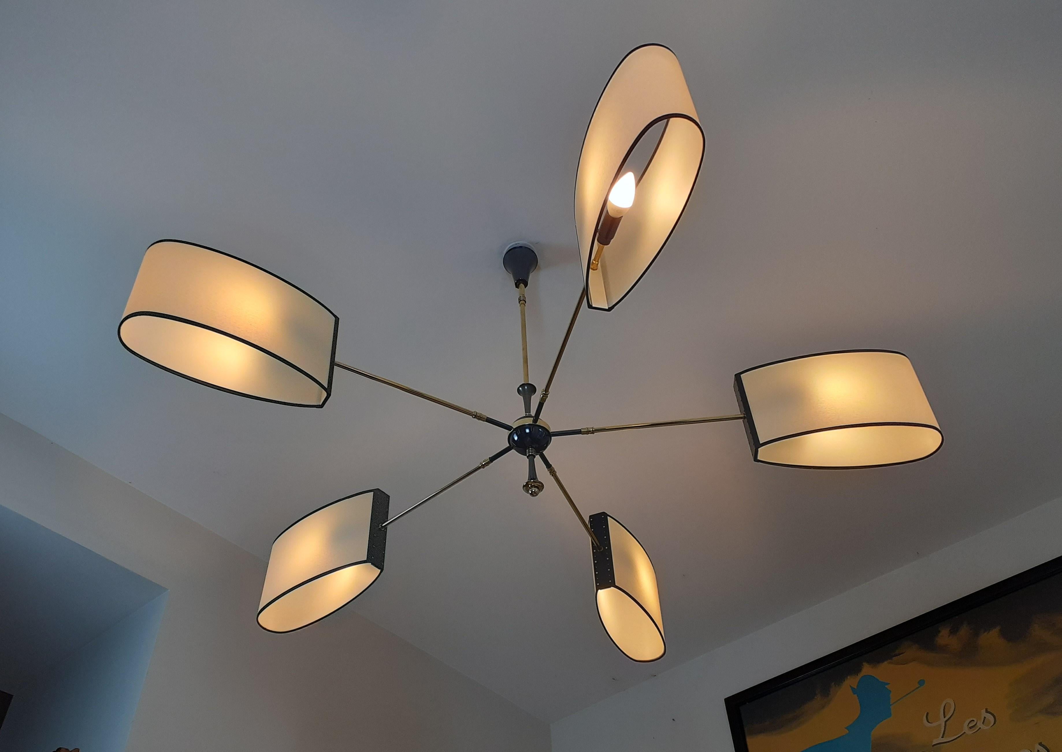 1950s Five Lights French Circular Chandelier by Lunel 8