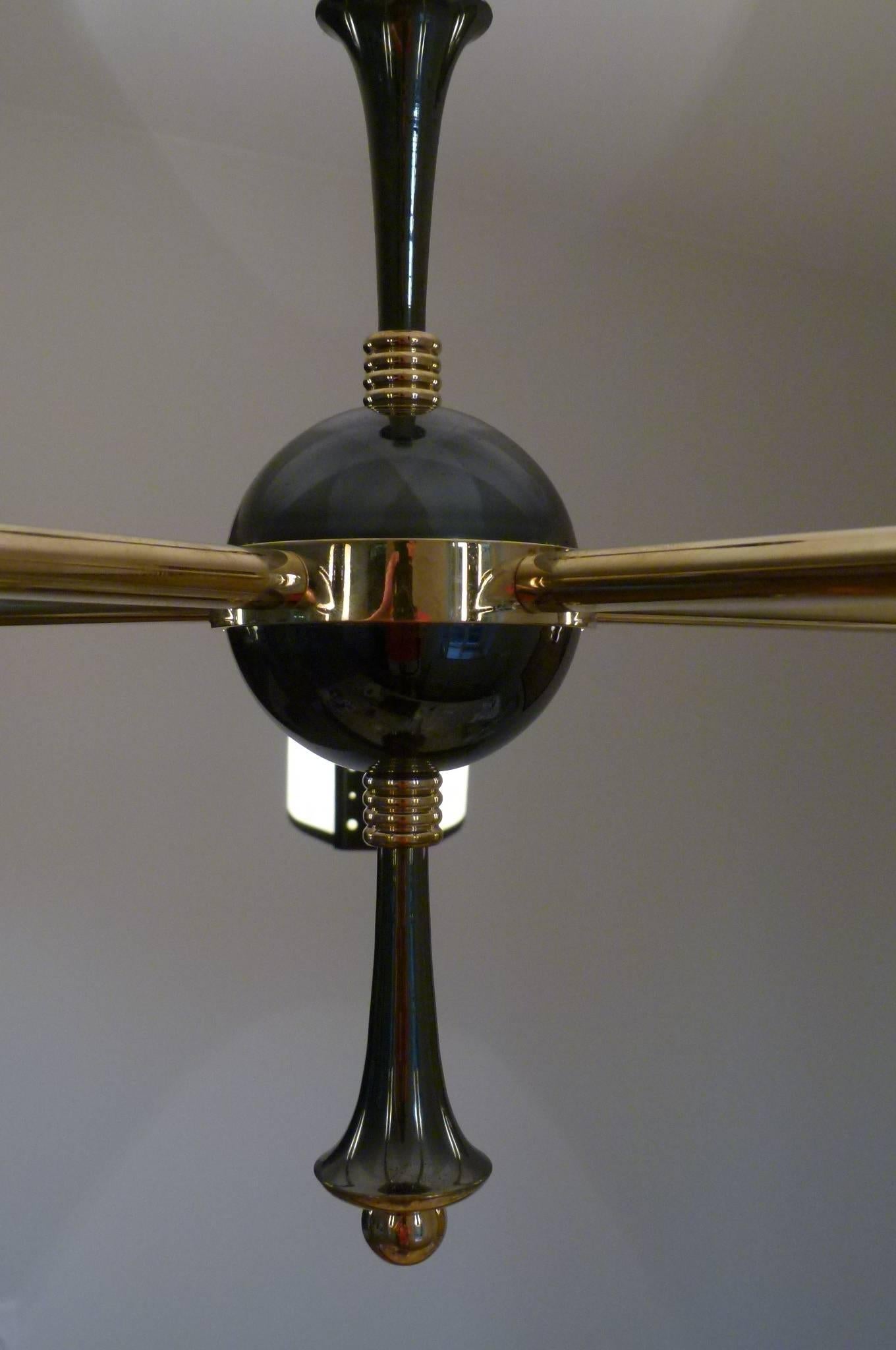 1950s Five Lights French Circular Chandelier by Lunel In Excellent Condition In Saint-Ouen, FR