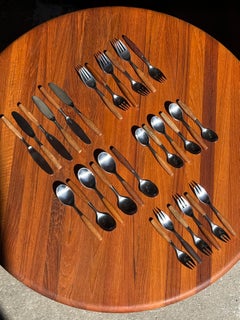 1950s Fjord Flatware by Jens Quistgaard for Dansk in teak and stainless steel