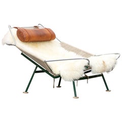 Retro 1950s Flag Halyard Lounge Chair by Hans Wegner 'b'