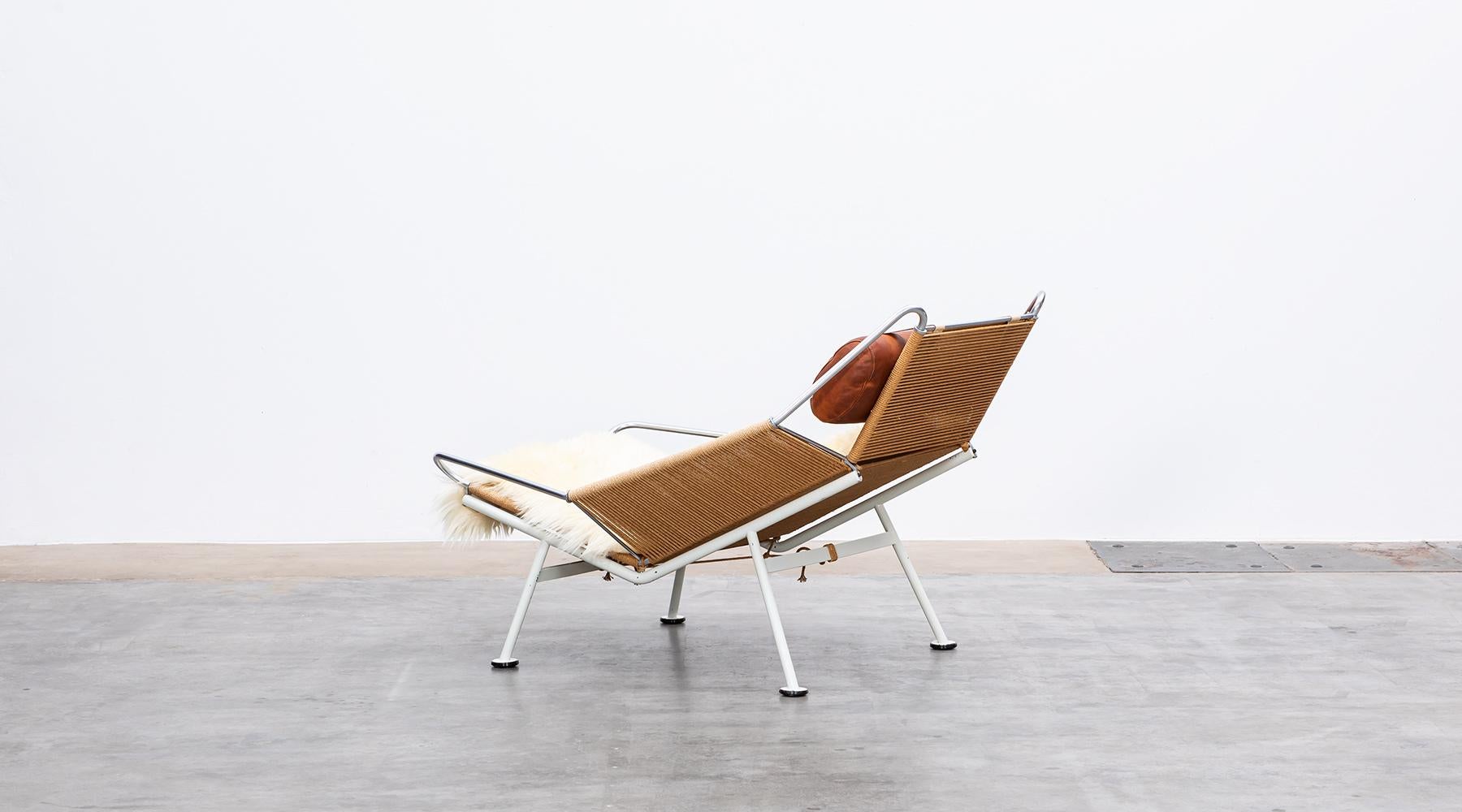 Cord 1950s Flag Halyard Lounge Chair by Hans Wegner for Getama For Sale