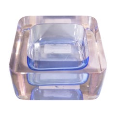 1950s Flavio Poli for Seguso Purple Murano Glass Square Ashtray