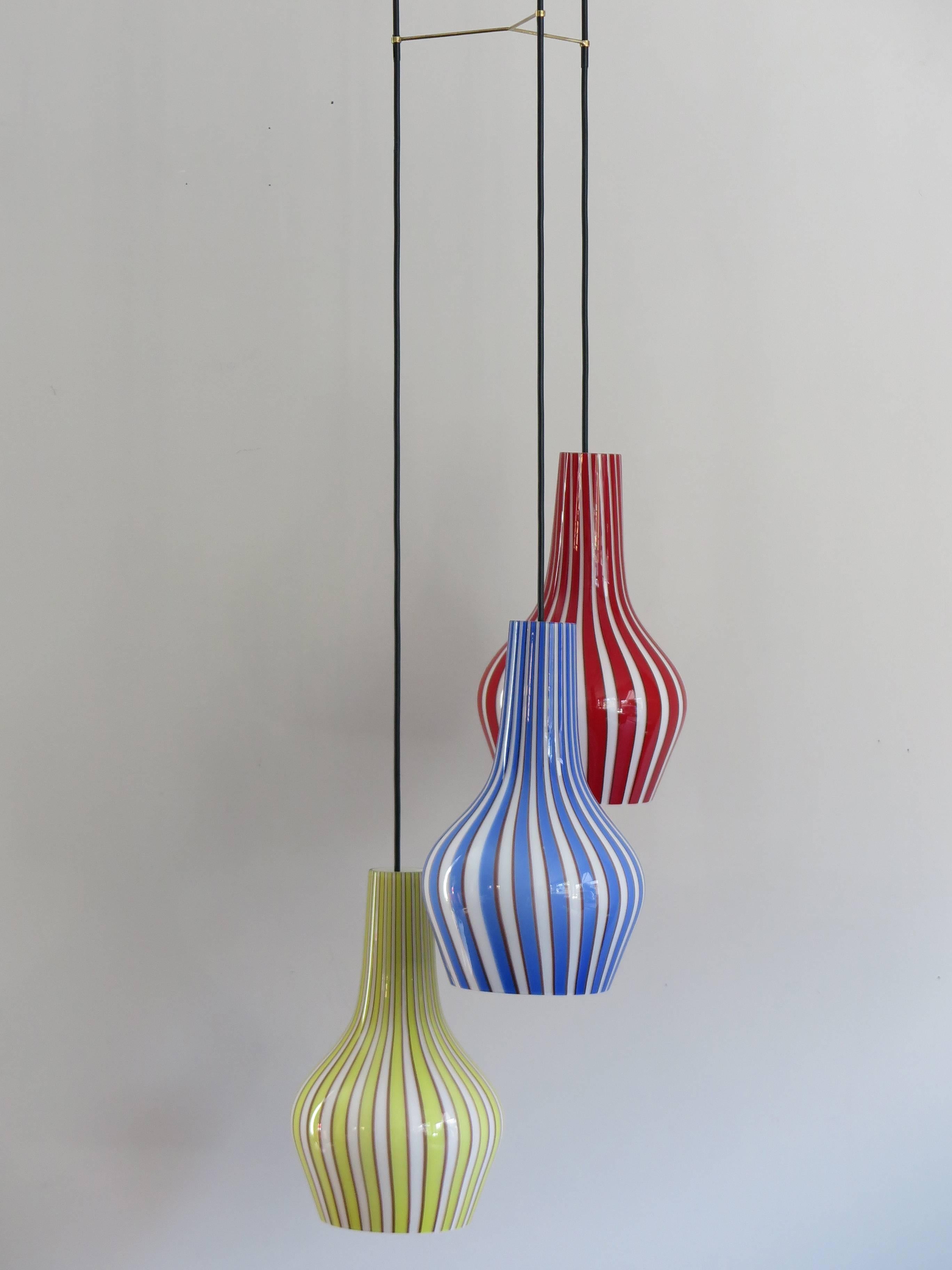 Mid-Century Modern 1950s Flavio Poli Italian Midcentury Modern Pendant Glass Lamp for Seguso