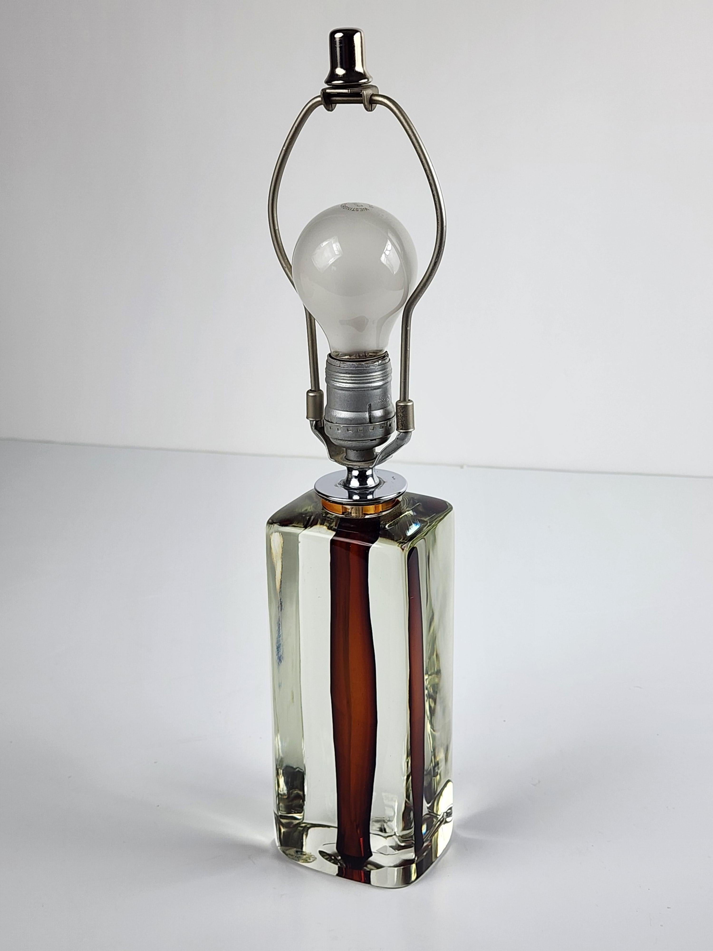 Mid-Century Modern 1950s Flavio Poli Seguso 'Sommerso' Table Lamp, Murano Italy For Sale