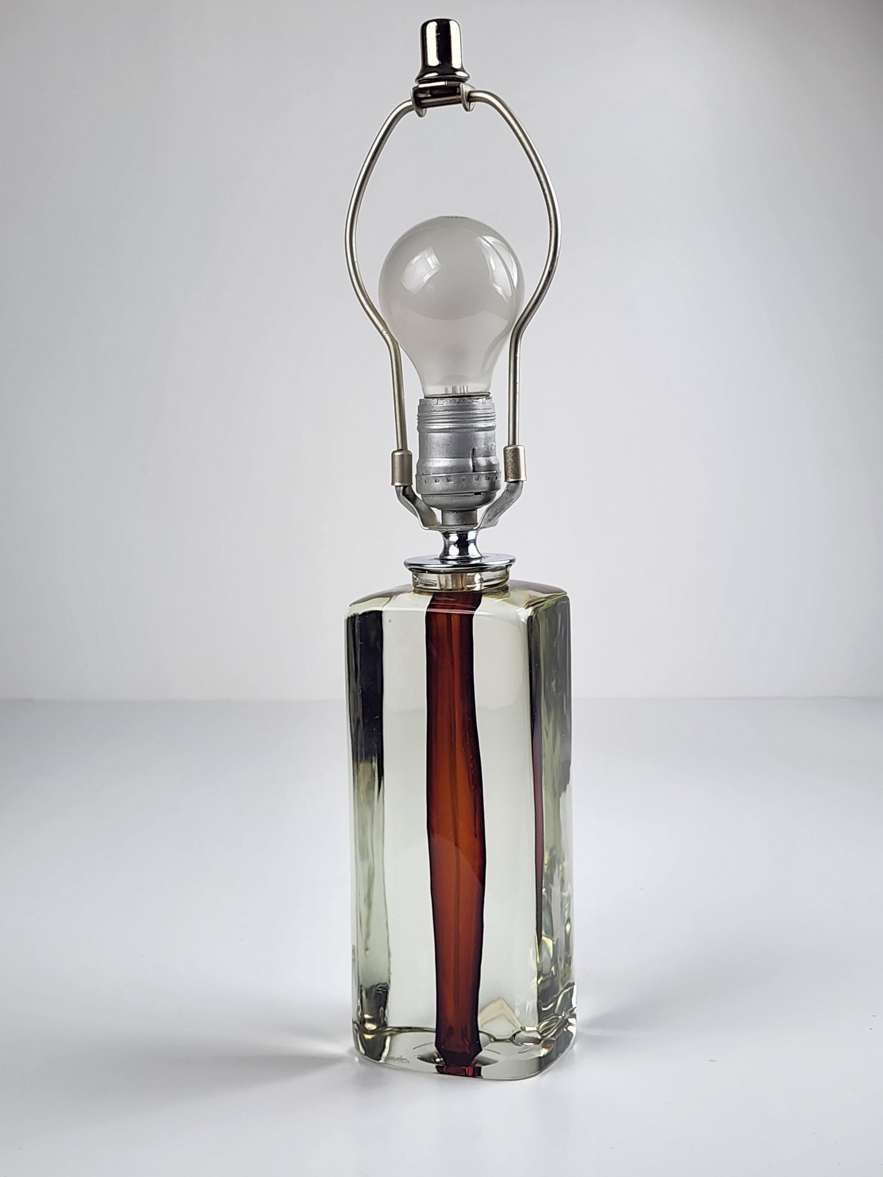Italian 1950s Flavio Poli Seguso 'Sommerso' Table Lamp, Murano Italy For Sale