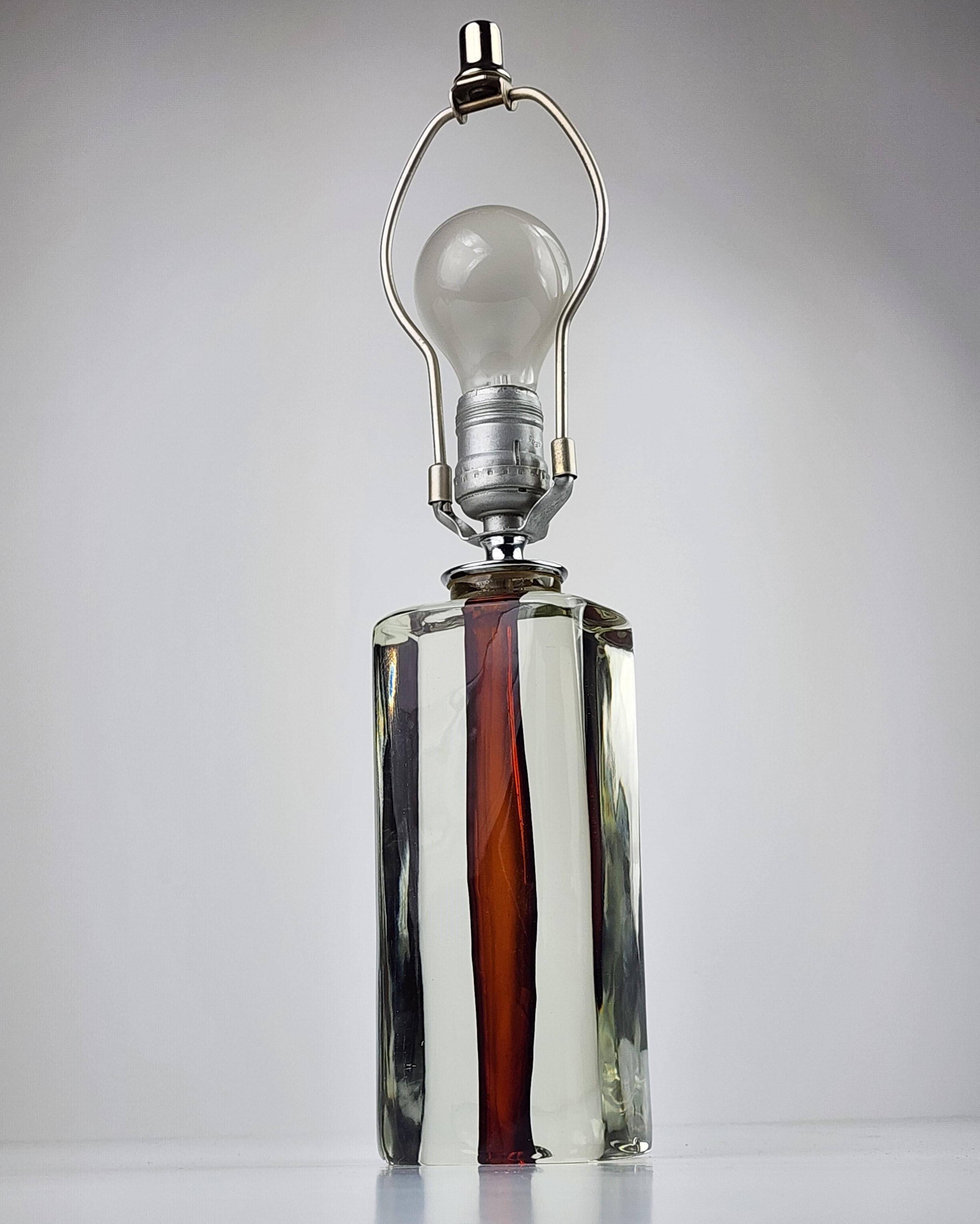 1950s Flavio Poli Seguso 'Sommerso' Table Lamp, Murano Italy In Good Condition For Sale In St- Leonard, Quebec