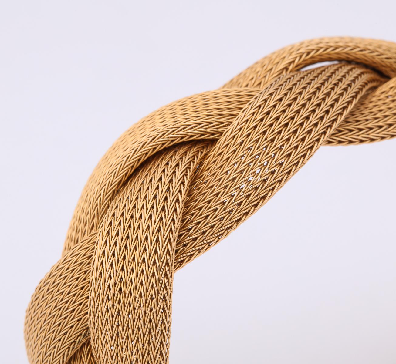 1950s Flexible Intertwined Twisted Mesh Braided Gold Bracelet 4
