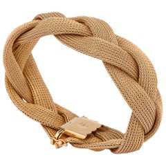 1950s Flexible Intertwined Twisted Mesh Braided Gold Bracelet
