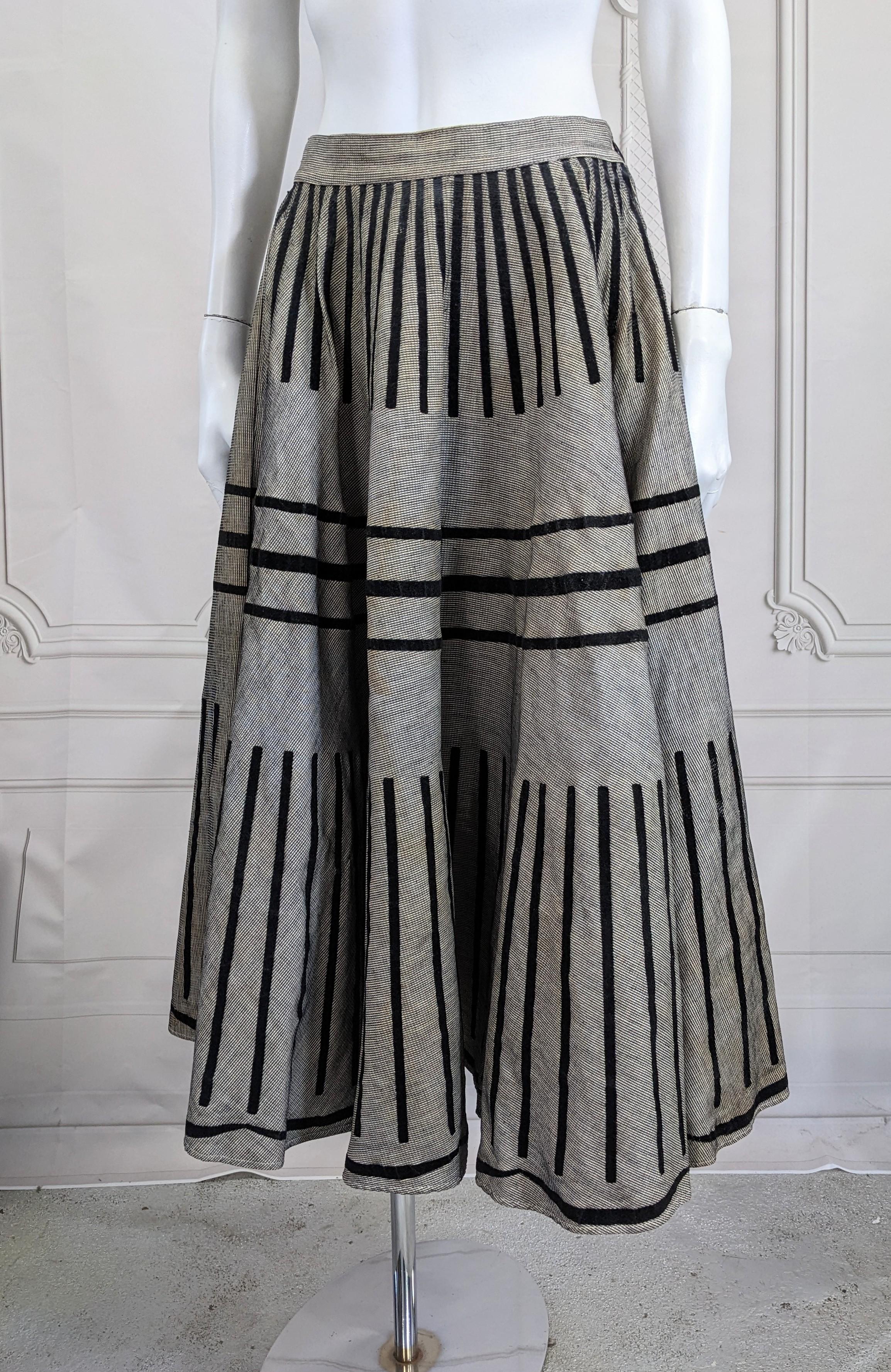 Gray 1950's Flocked Velvet Circle Skirt For Sale