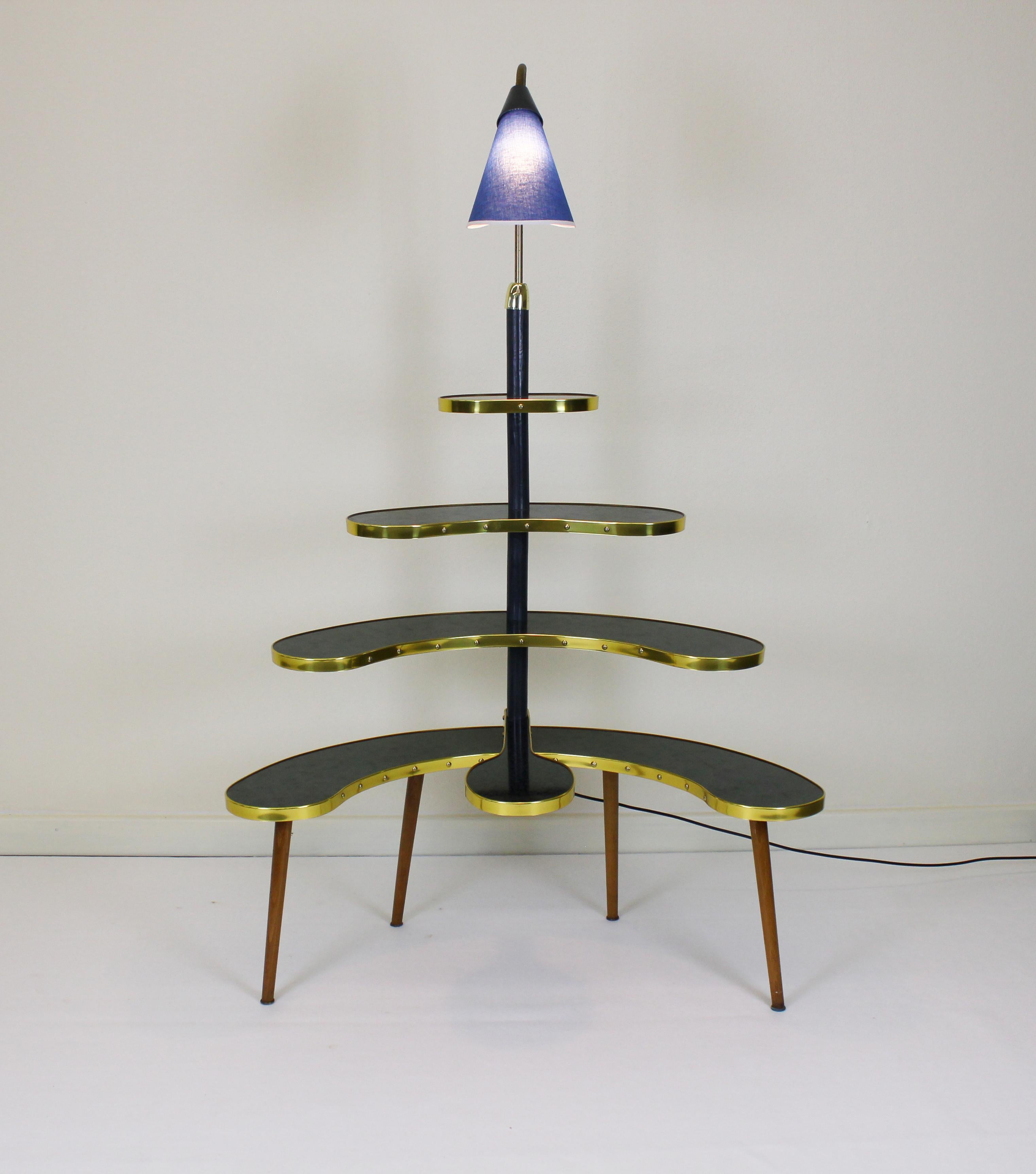Nice floor lamp with some shelves 
Functional
