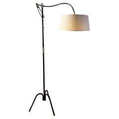 Retro 1950s Floor Lamp Attributed to Jacques Adnet with a Crémallière system