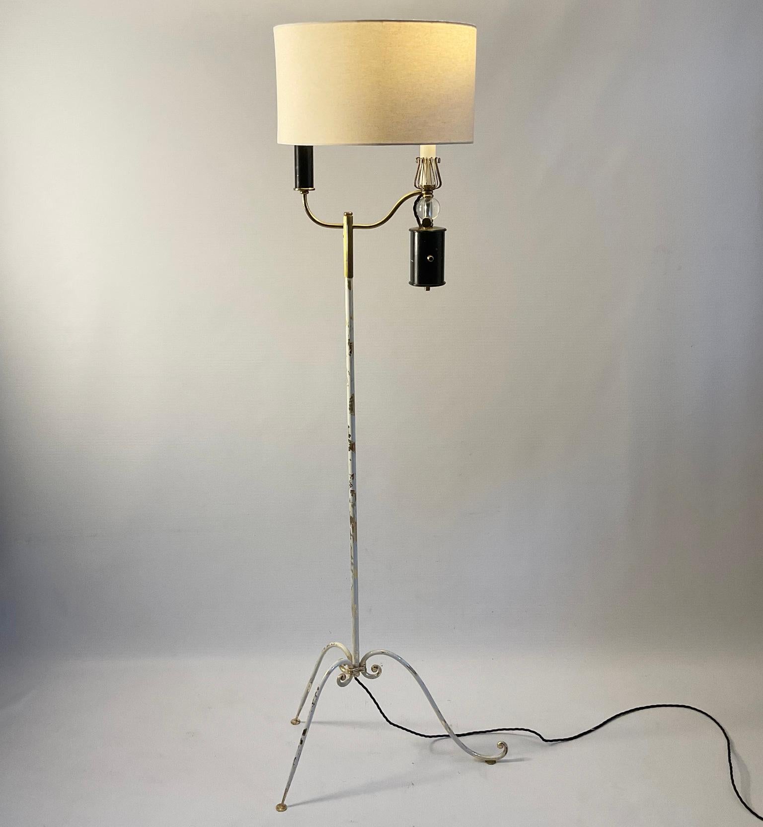 Brass 1950s Floor Lamp Attributed to Maison Lunel France For Sale