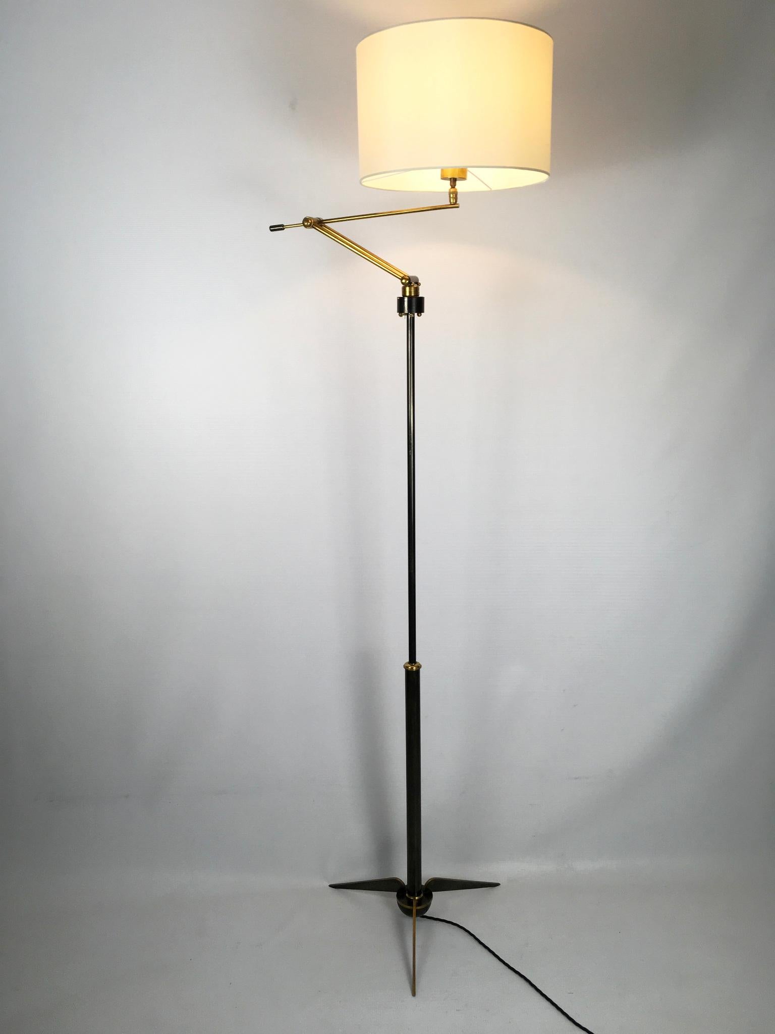 Metal 1950s Floor Lamp by Maison Lunel, France