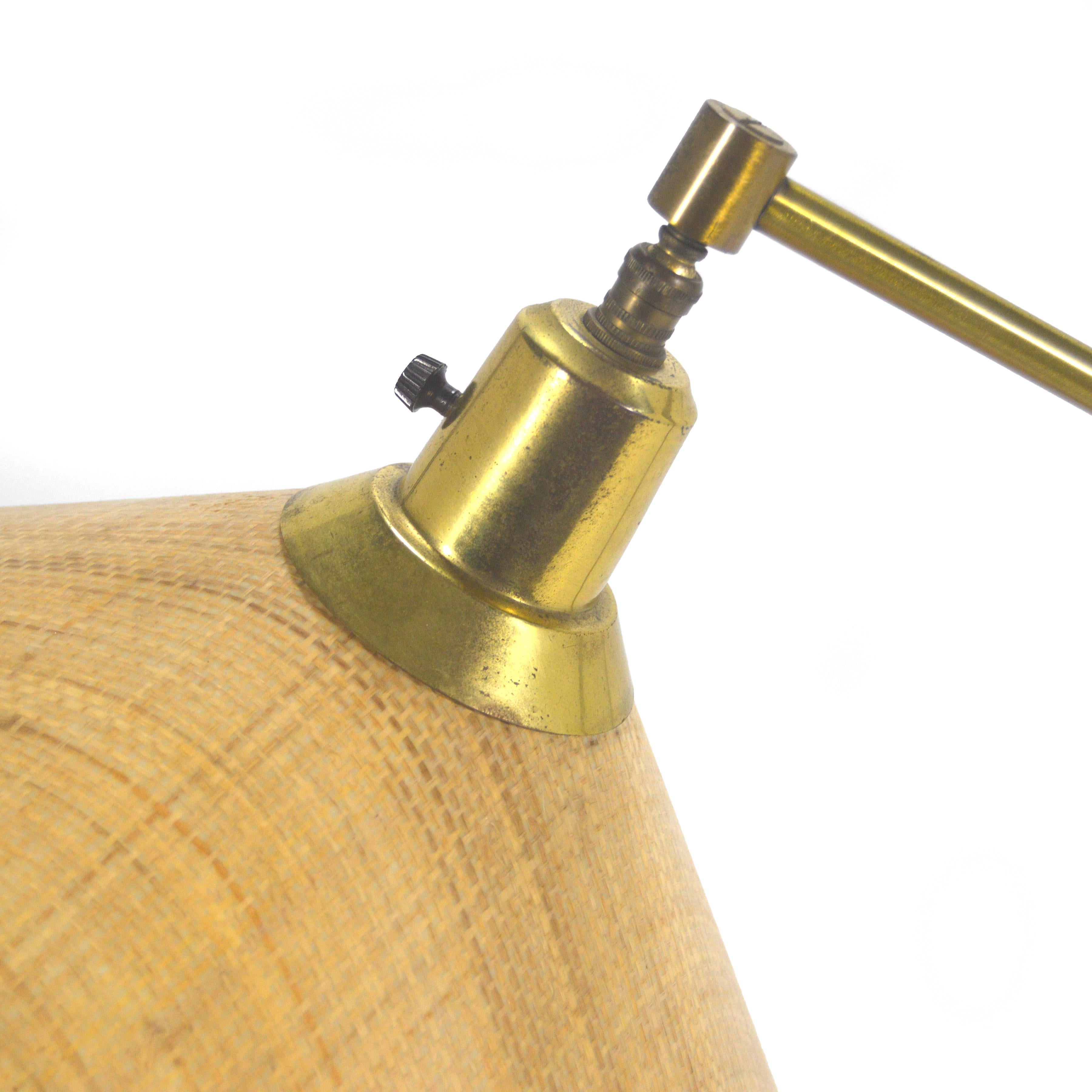1950s Floor Lamp in Brass and Cane In Good Condition In Highland, IN