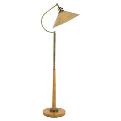 1950s Floor Lamp in Brass and Cane