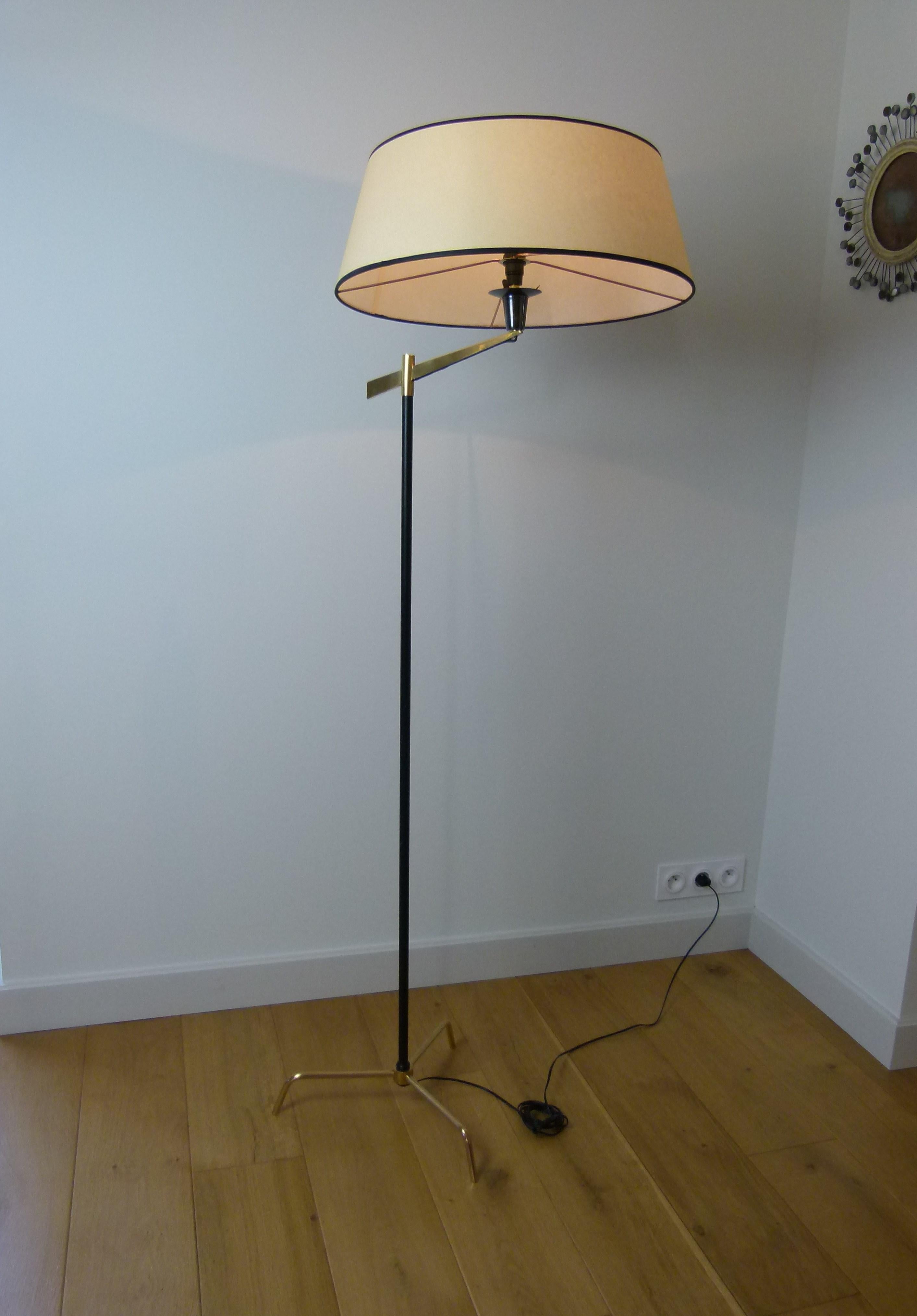 1950s Floor Lamp in Brass and Lacquered Metal from Maison Arlus 6