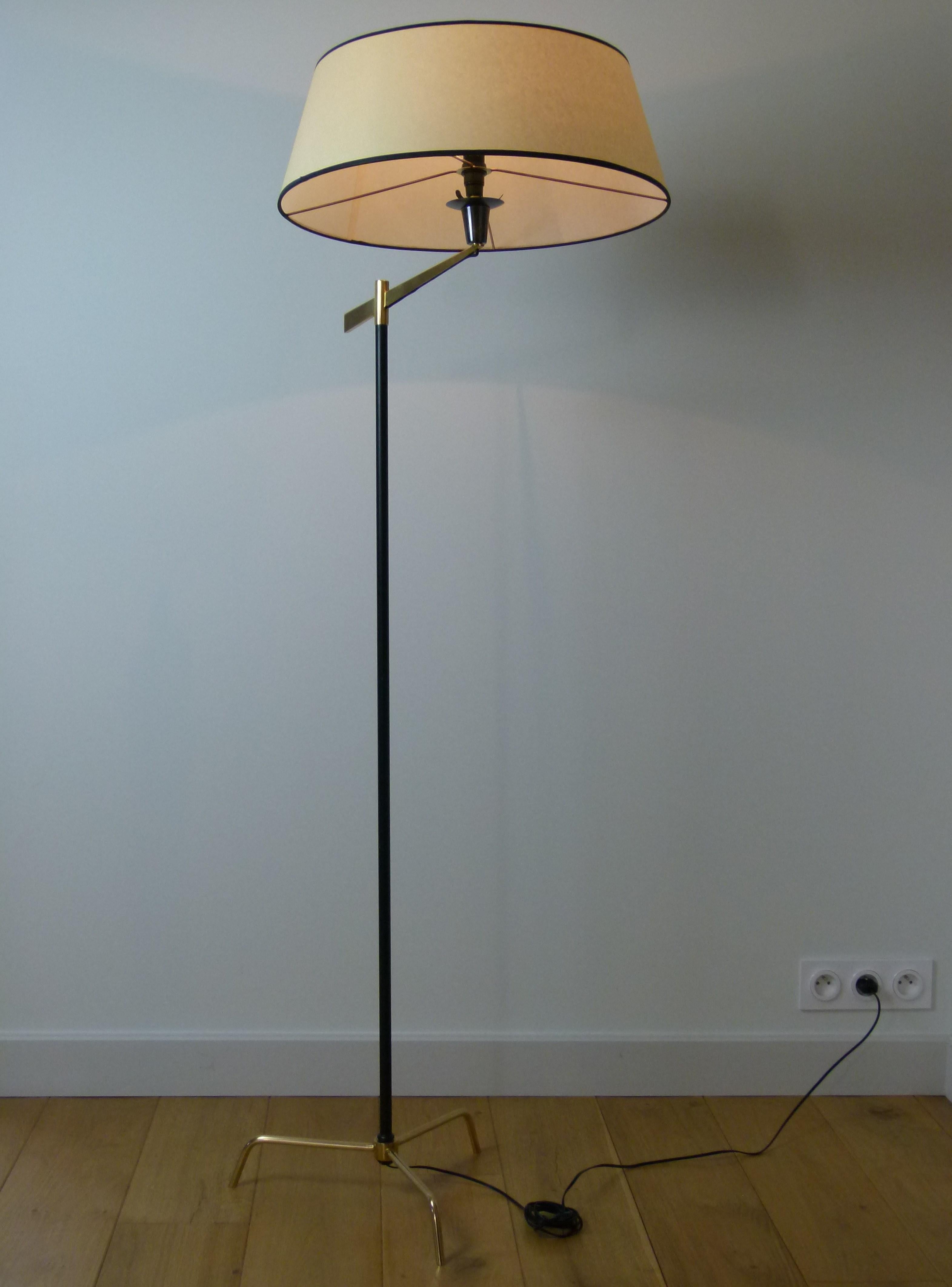 1950s Floor Lamp in Brass and Lacquered Metal from Maison Arlus 9
