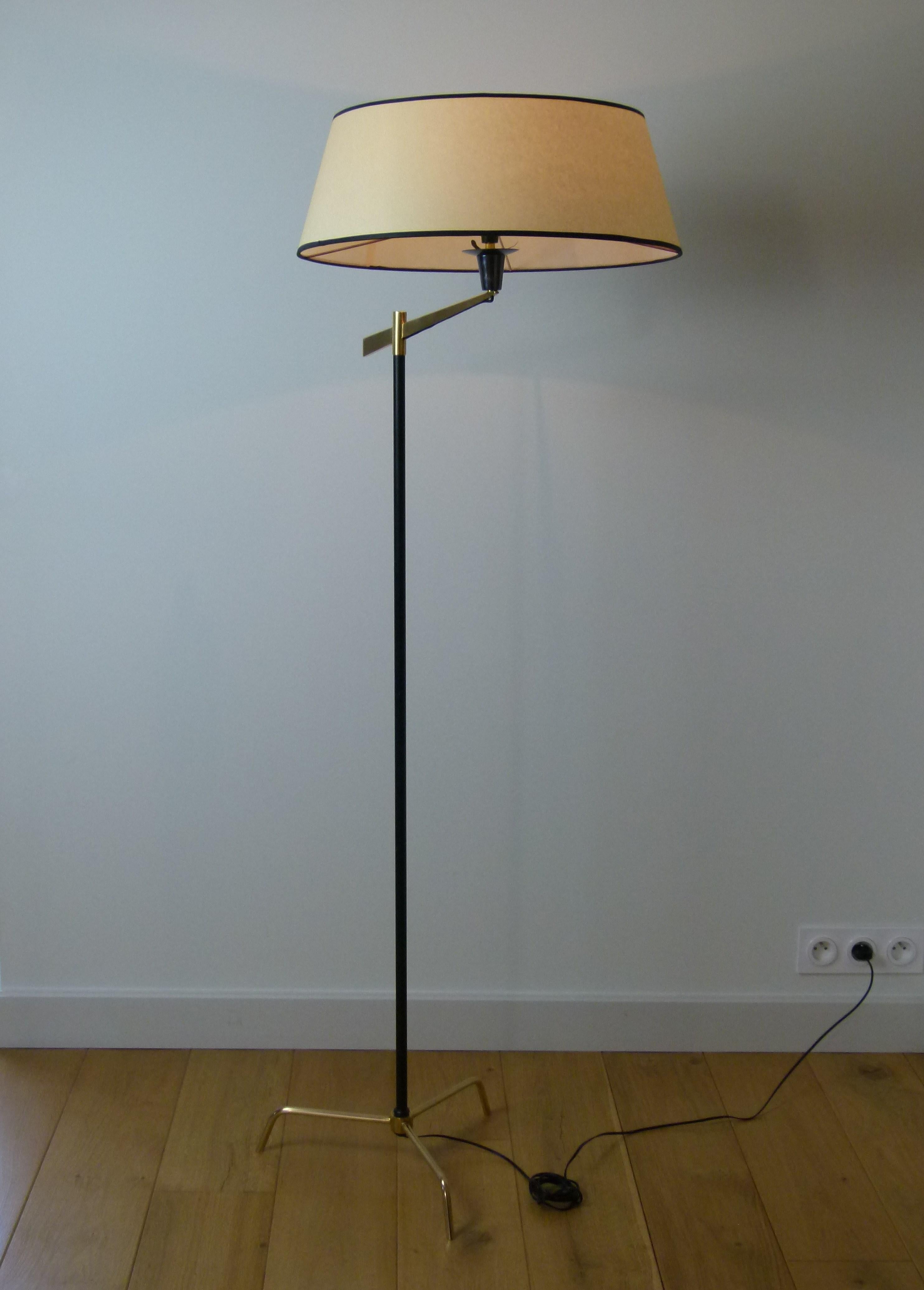 1950s Floor Lamp in Brass and Lacquered Metal from Maison Arlus 10