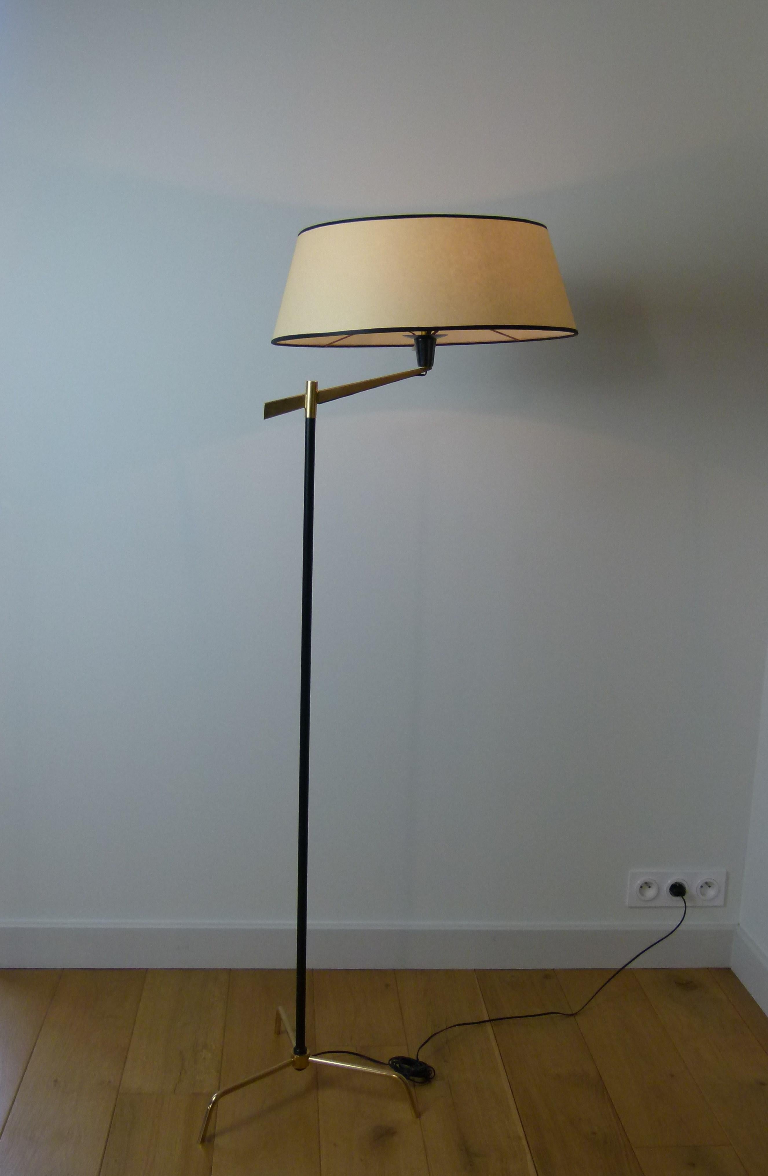 1950s Floor Lamp in Brass and Lacquered Metal from Maison Arlus 11
