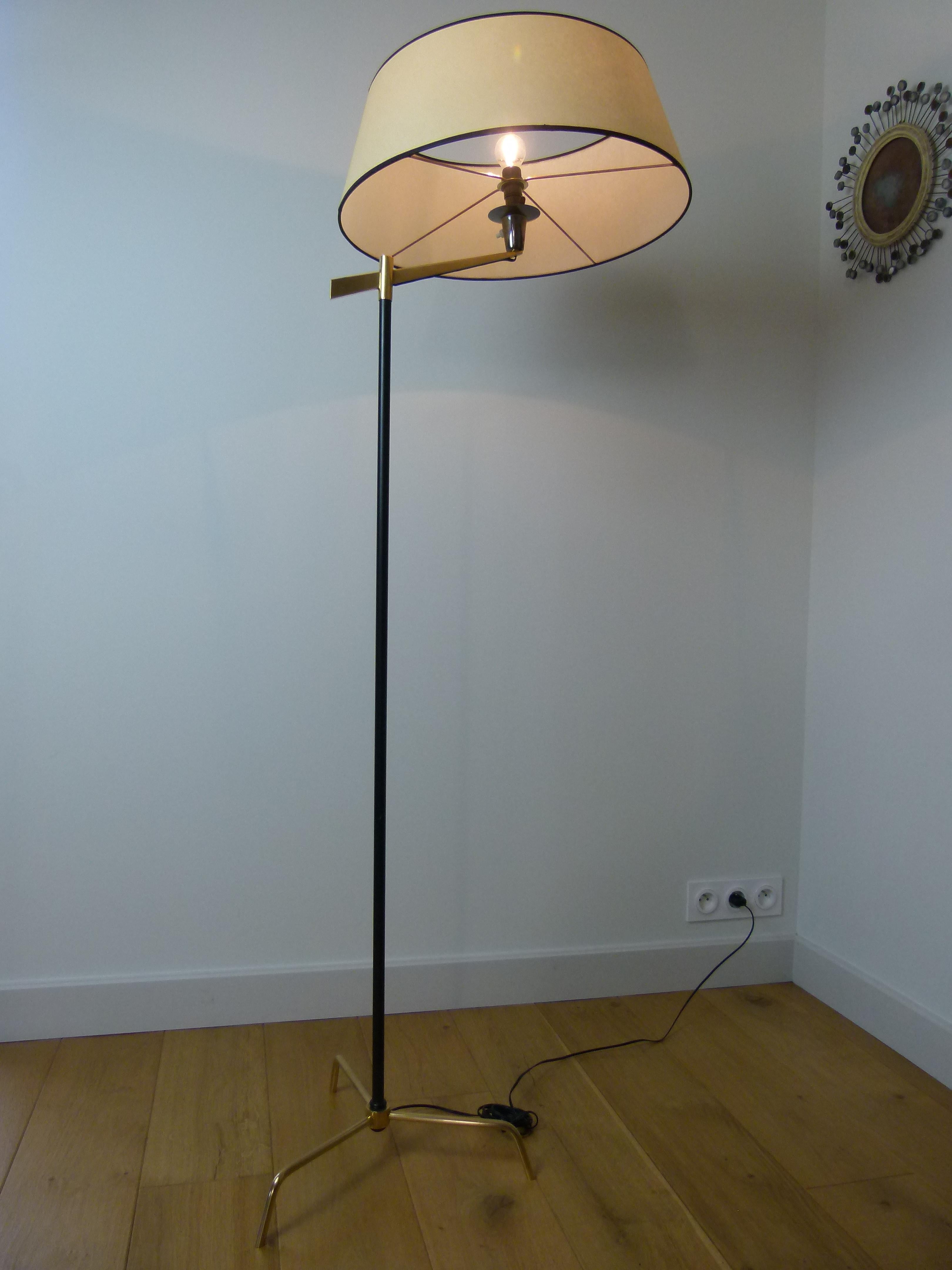 1950s Floor Lamp in Brass and Lacquered Metal from Maison Arlus 12