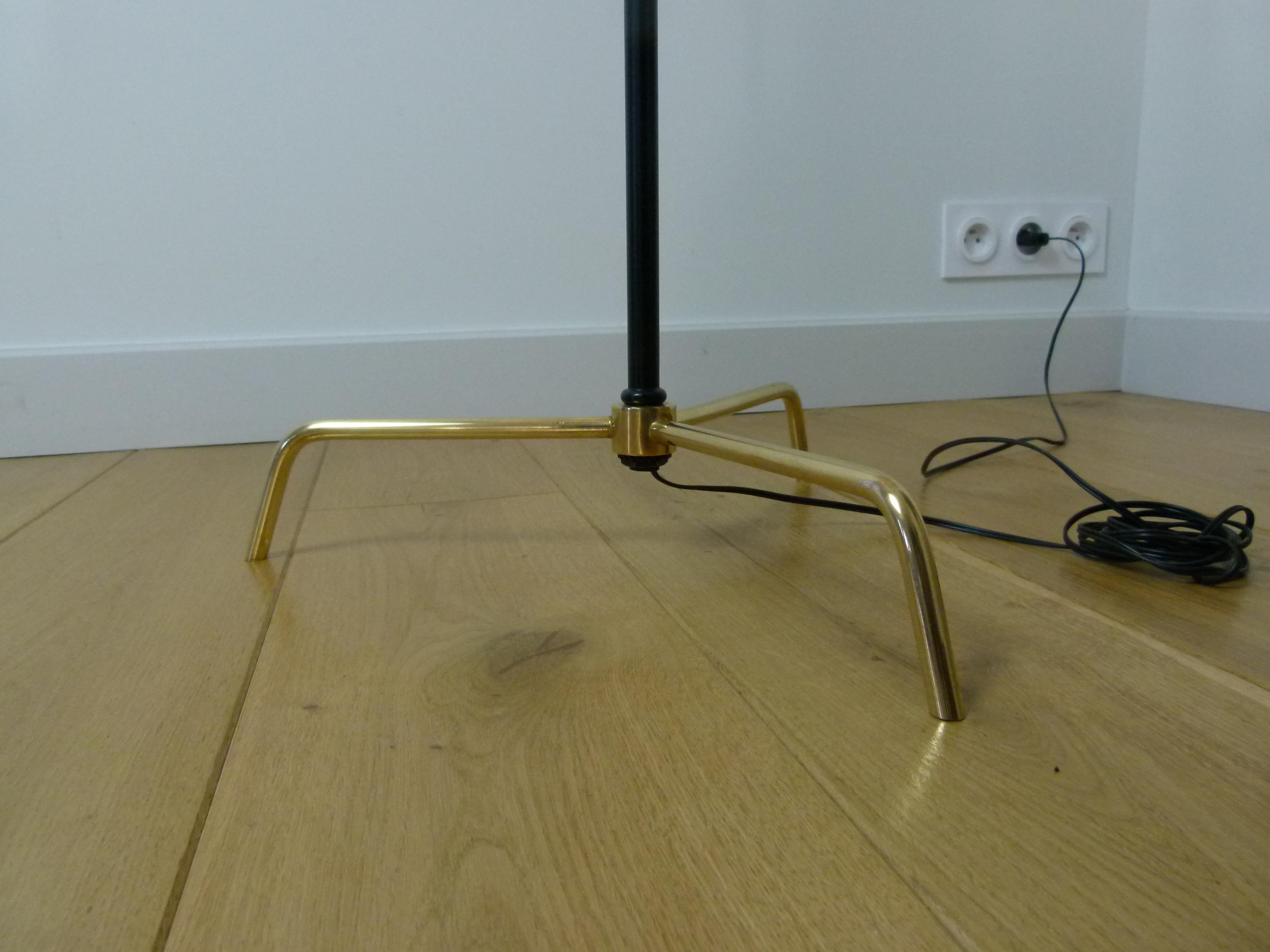 20th Century 1950s Floor Lamp in Brass and Lacquered Metal from Maison Arlus