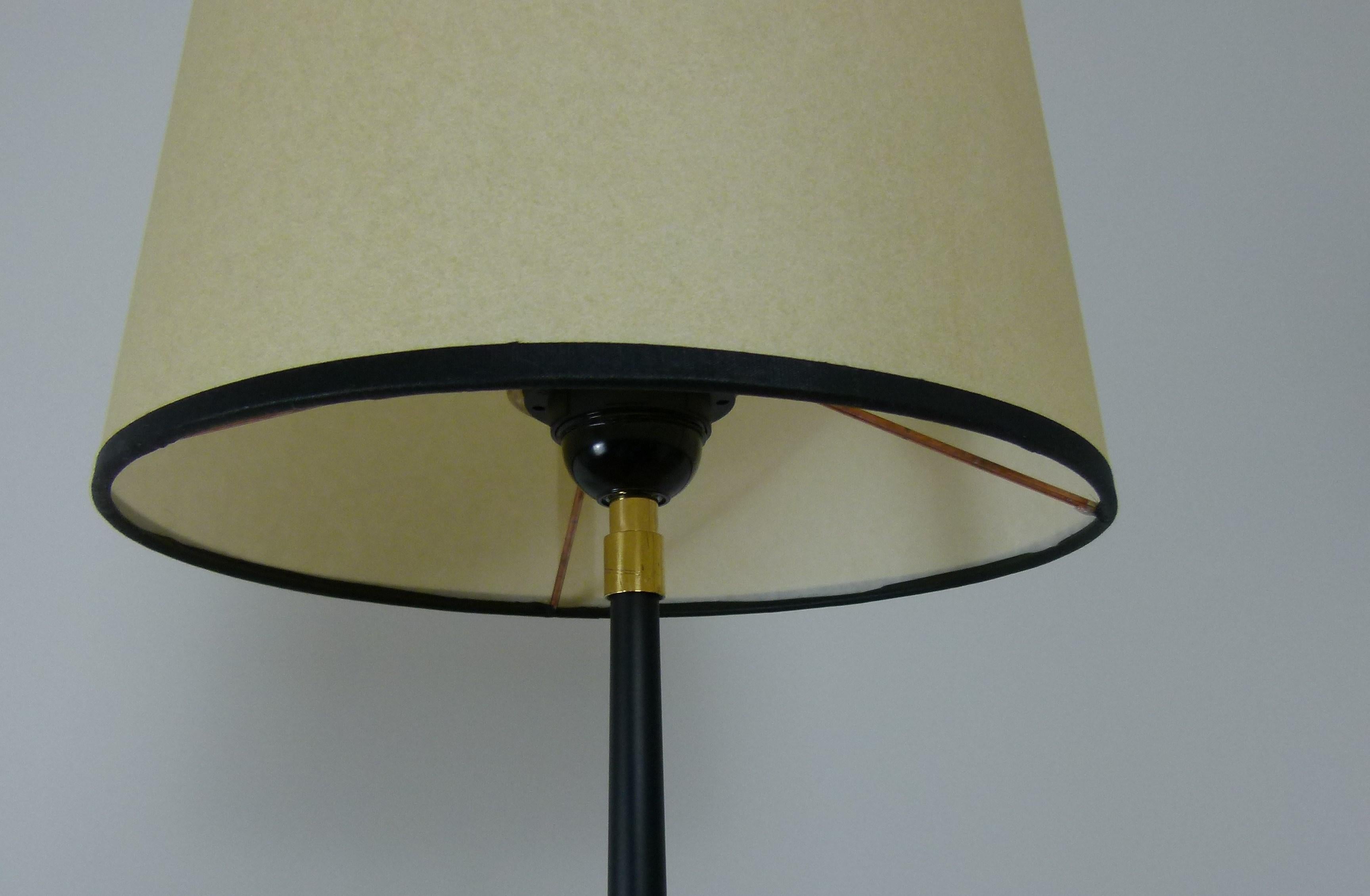 1950s Floor Lamp in Lacquered Metal and Brass from Maison Lunel 3