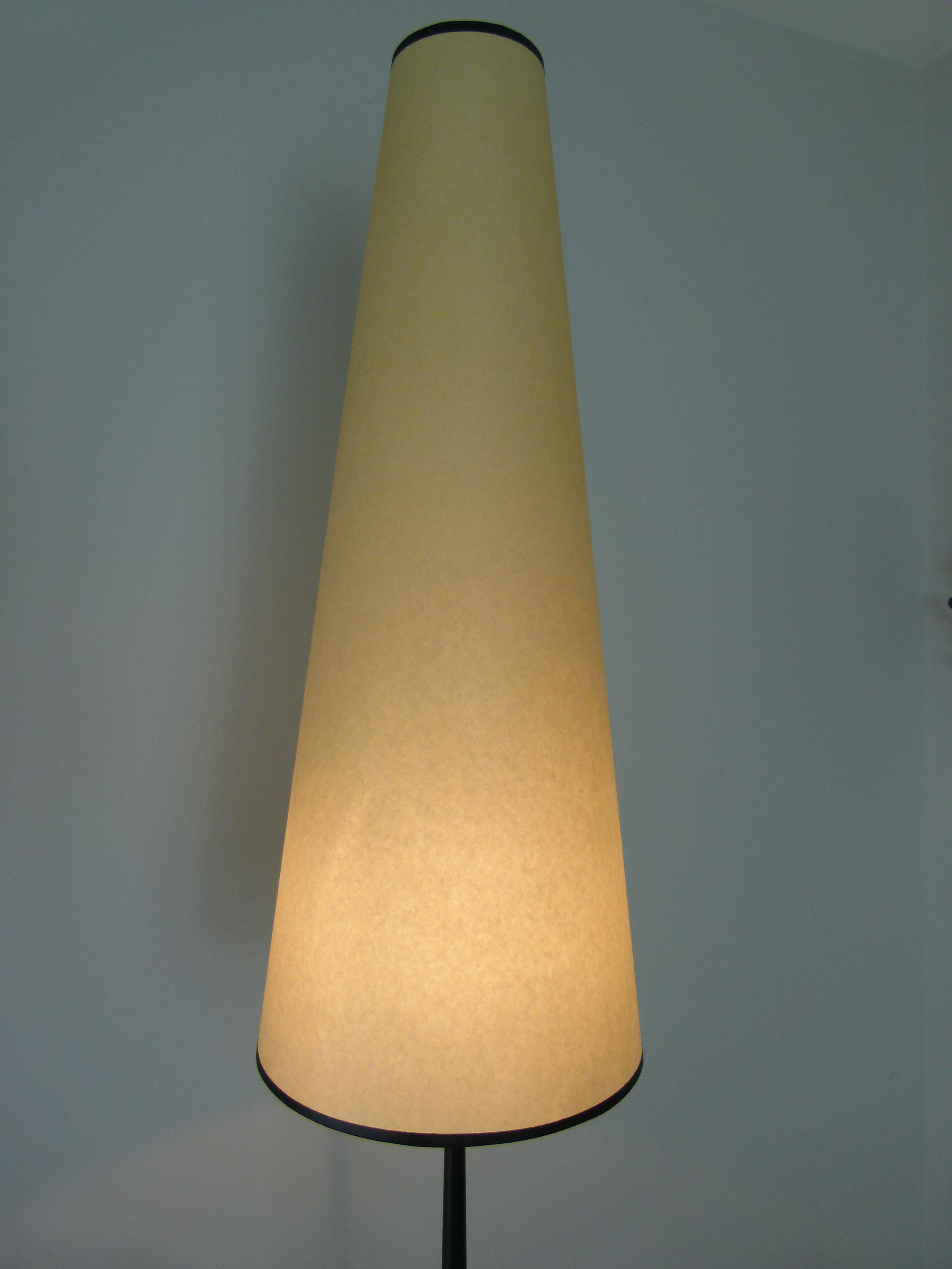 1950s Floor Lamp in Lacquered Metal and Brass from Maison Lunel 1