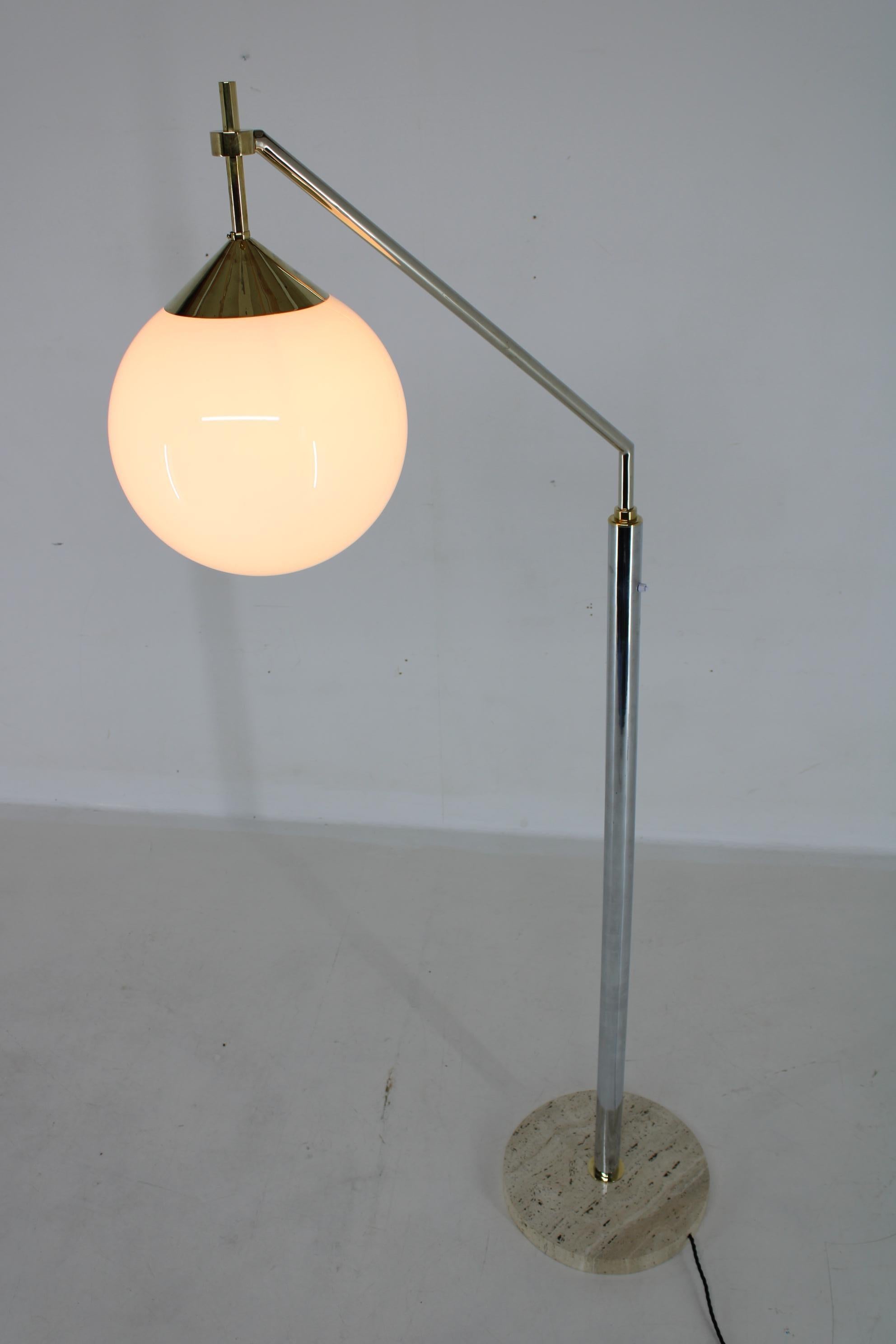 Danish 1950s Floor Lamp with Stone Base, Restored For Sale