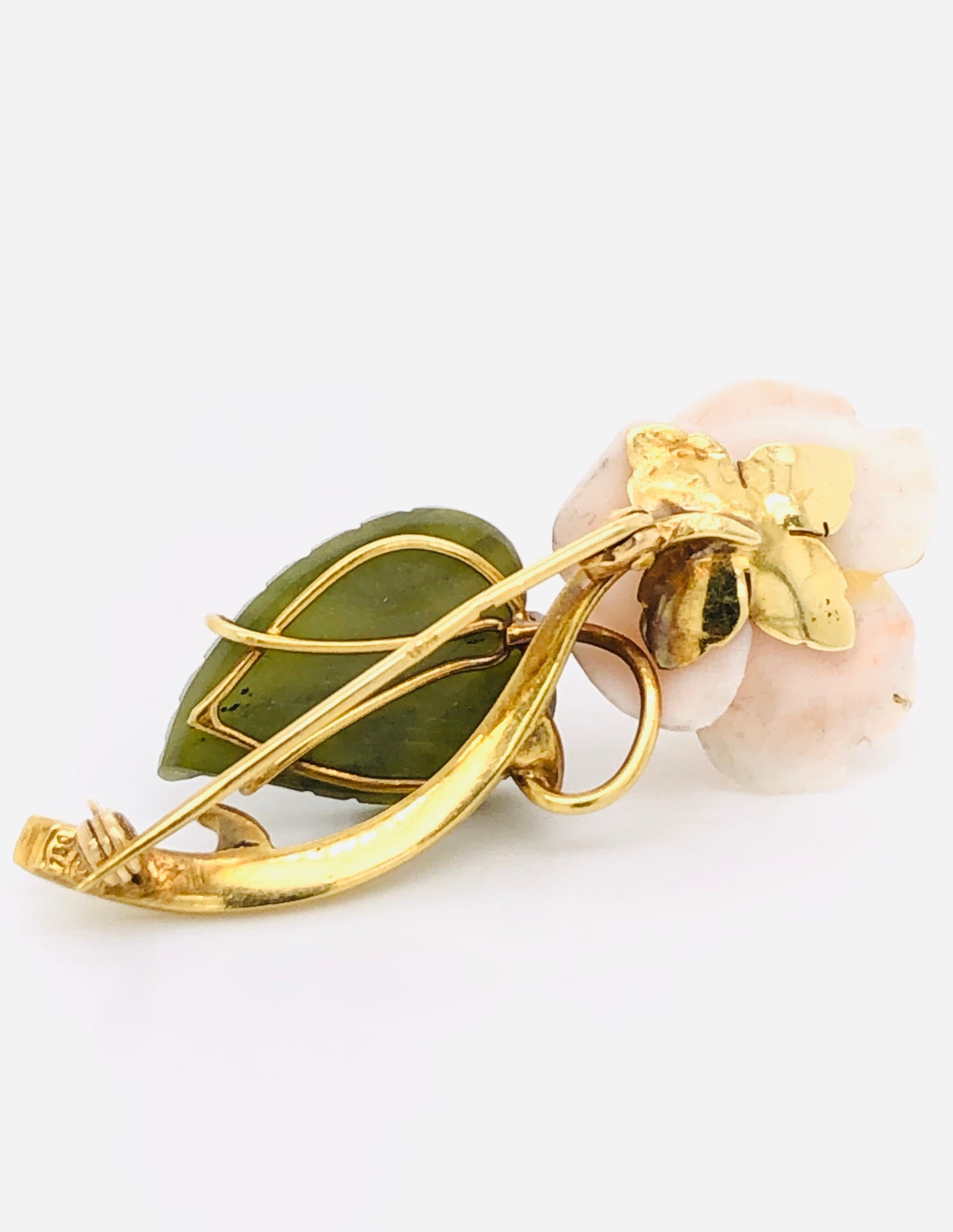 Contemporary 1950s Floral Brooch Yellow Gold 18 Karat For Sale