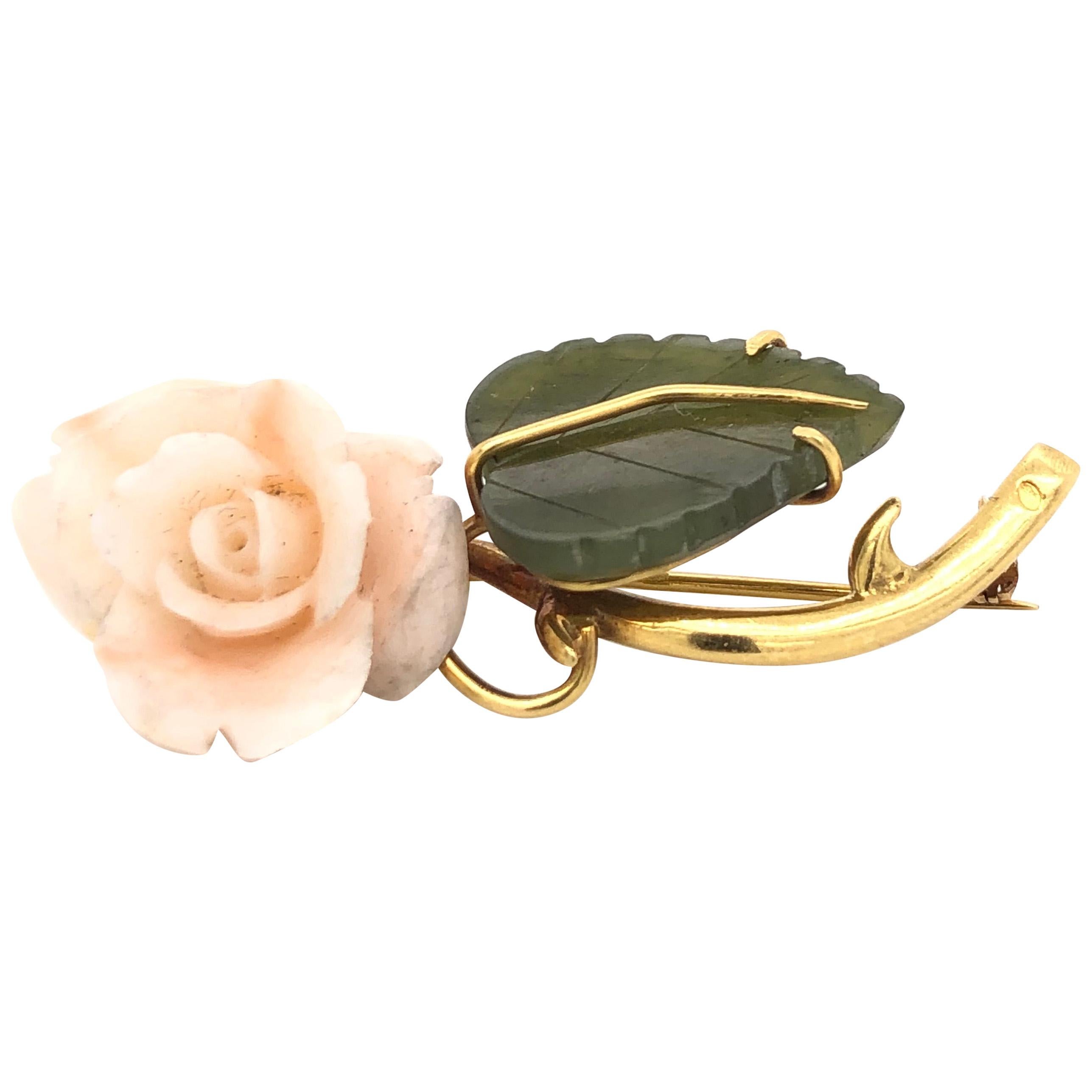 1950s Floral Brooch Yellow Gold 18 Karat