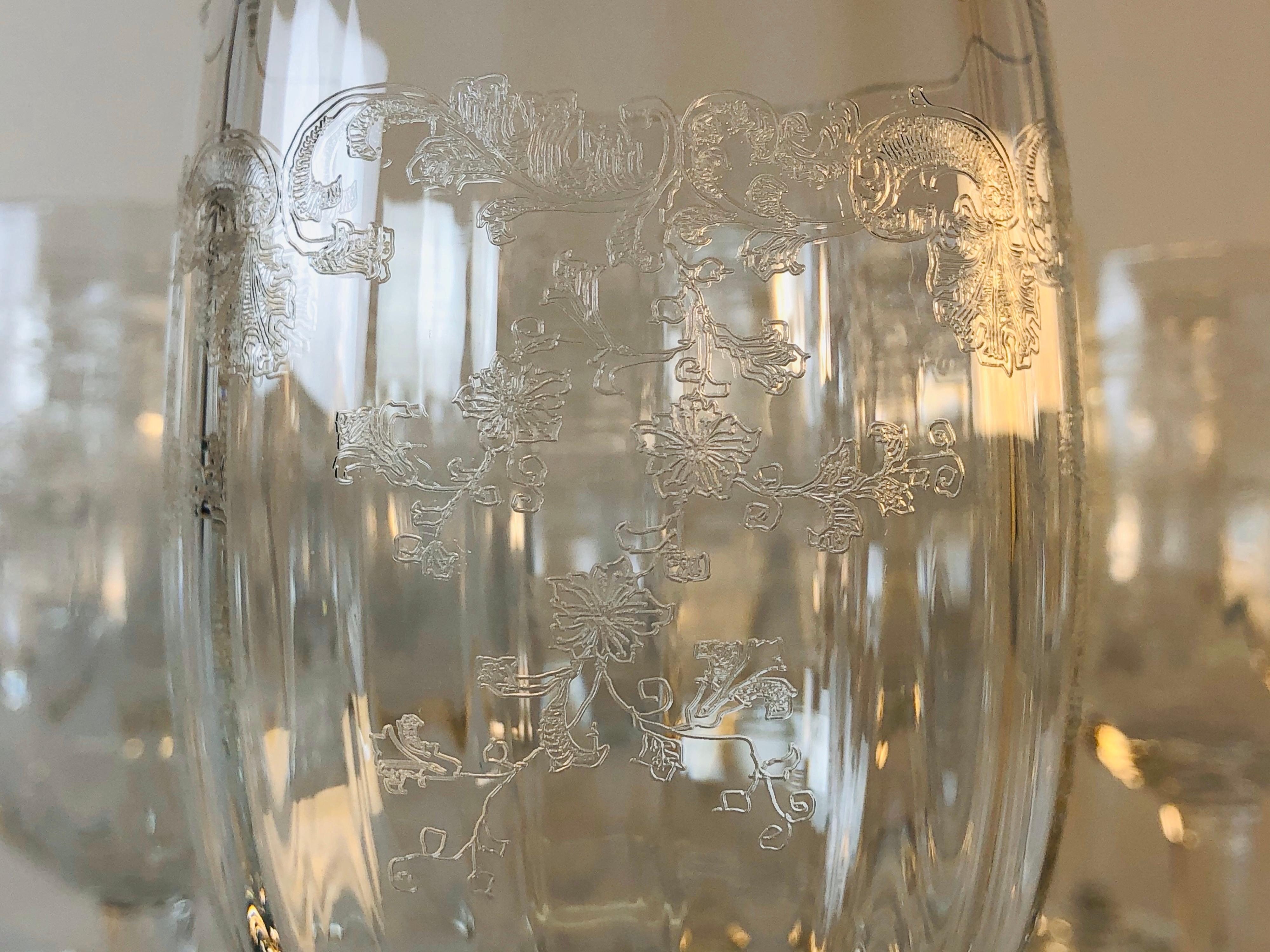 floral etched glassware