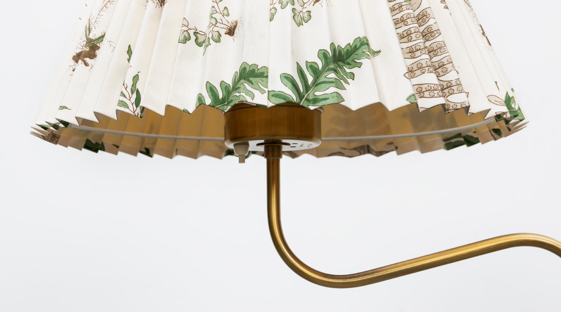 1950s Floral Fabric Shade and Brass Stem Floor Lamp by Josef Frank 4